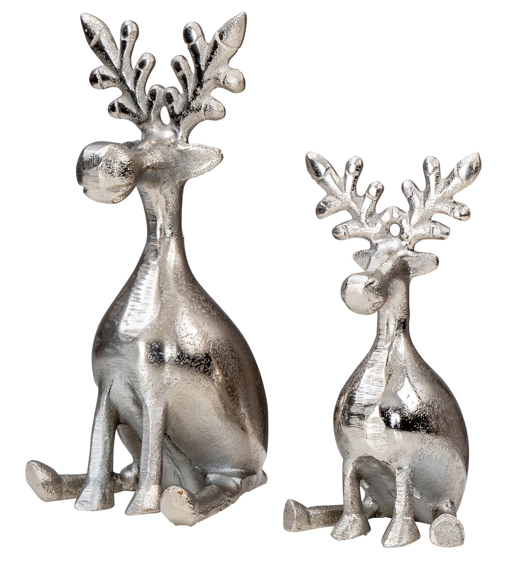 Levandeo® Dekoobjekt, 2er Set Rentiere Metall Silber Hirsche Deko Tischdeko Weihnachtsdeko