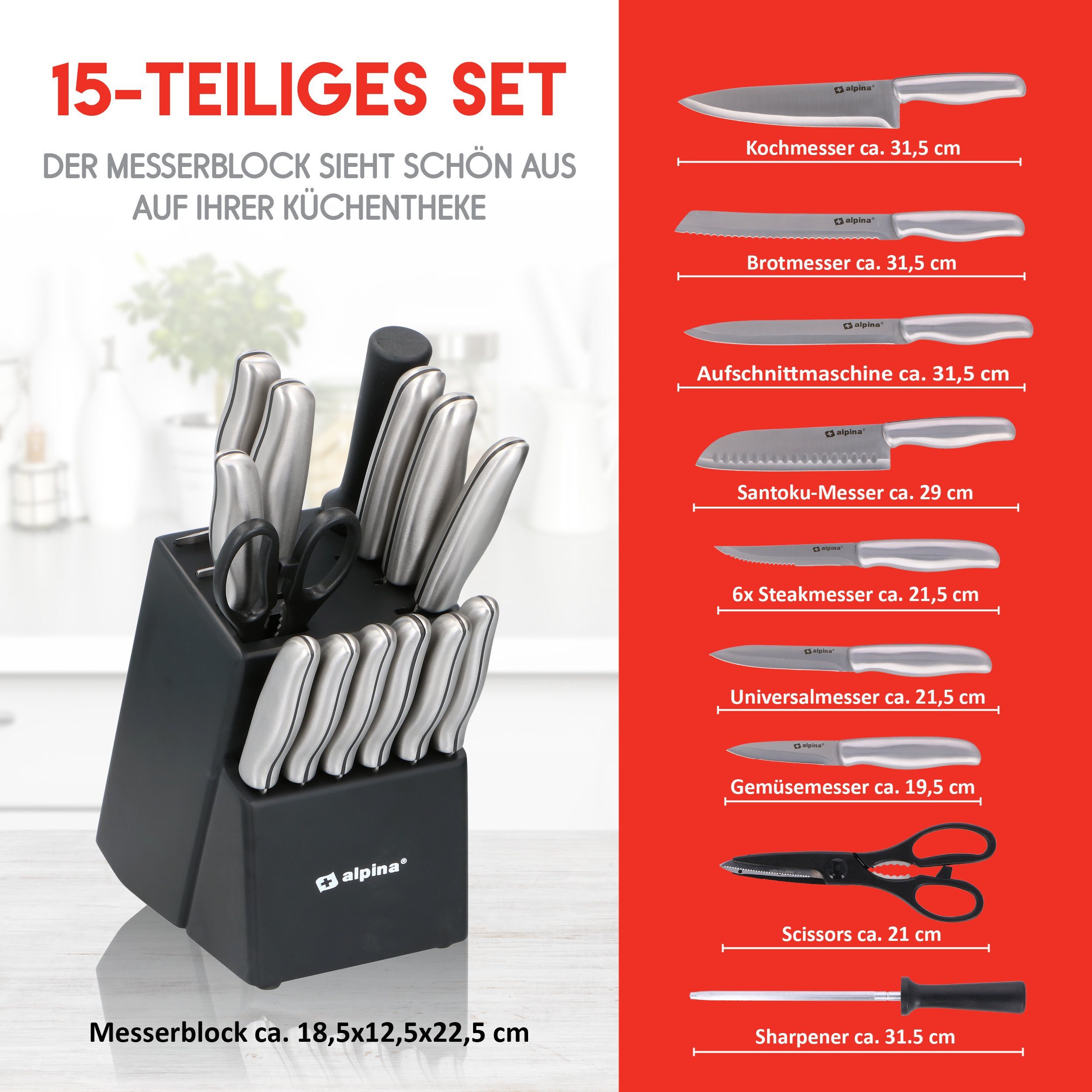 Alpina Messer-Set alpina Messerblock 15Teilig