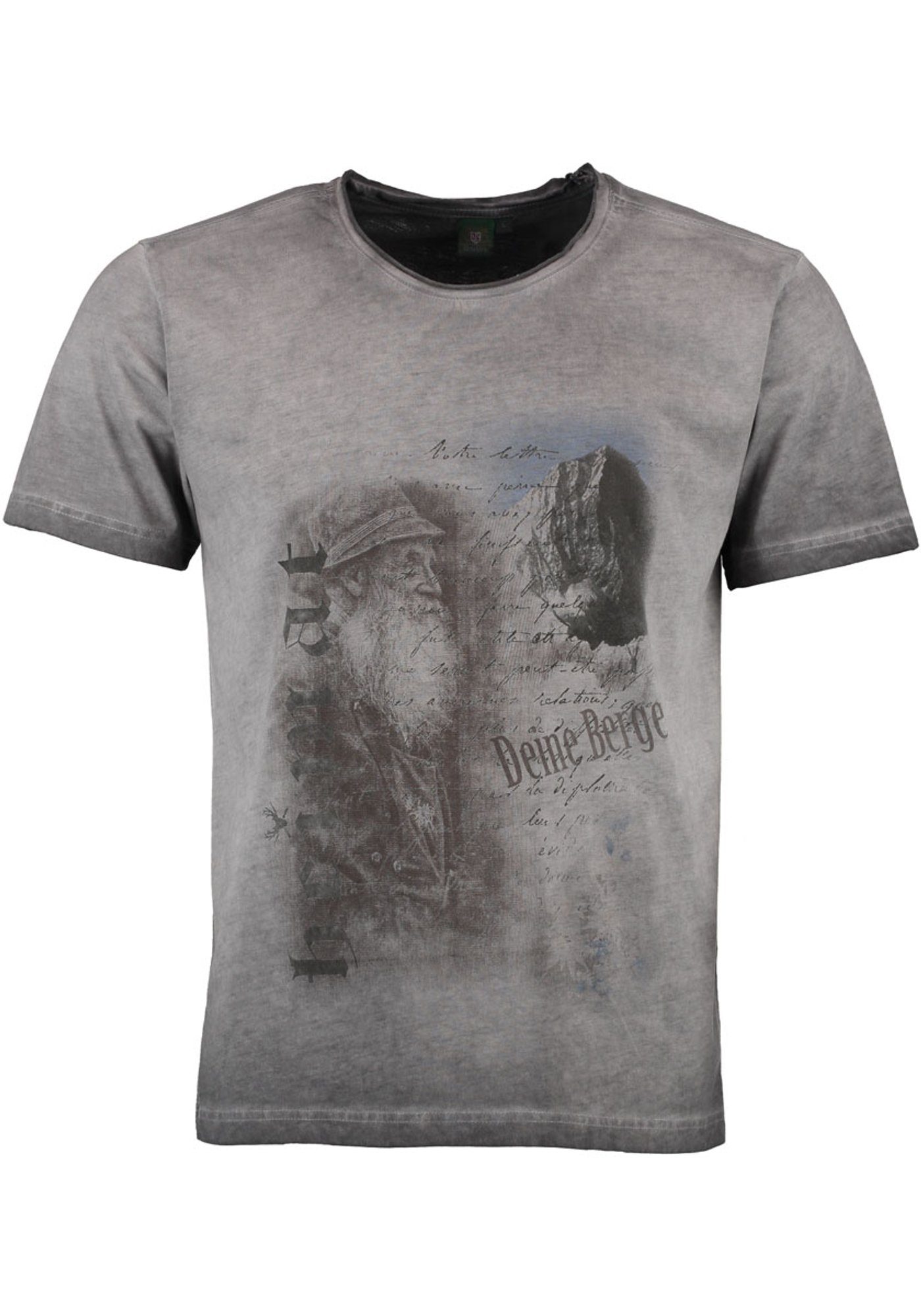 Motivdruck mit Praiol OS-Trachten T-Shirt Kurzarm Trachtenshirt anthrazit