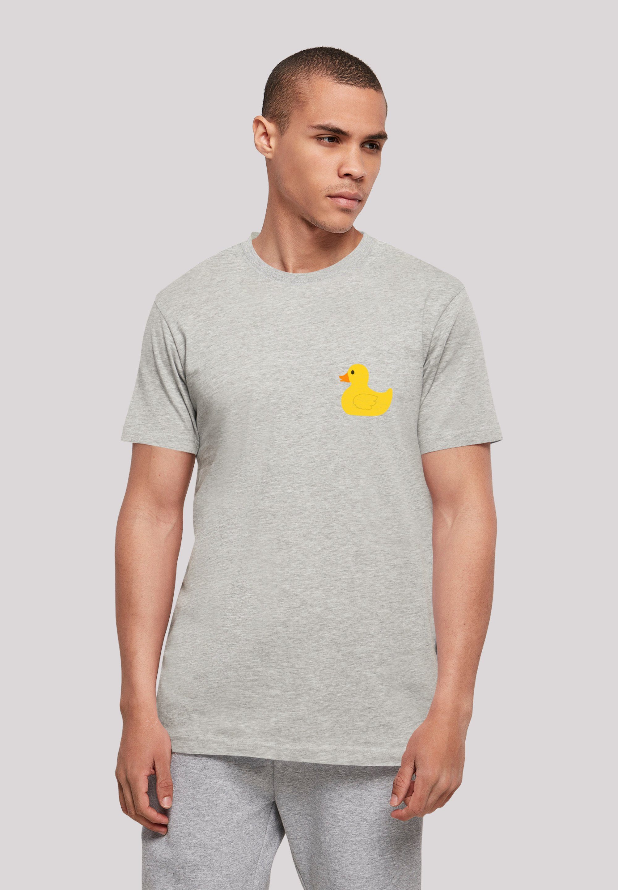 F4NT4STIC T-Shirt Yellow Duck Print Rubber heather grey UNISEX TEE
