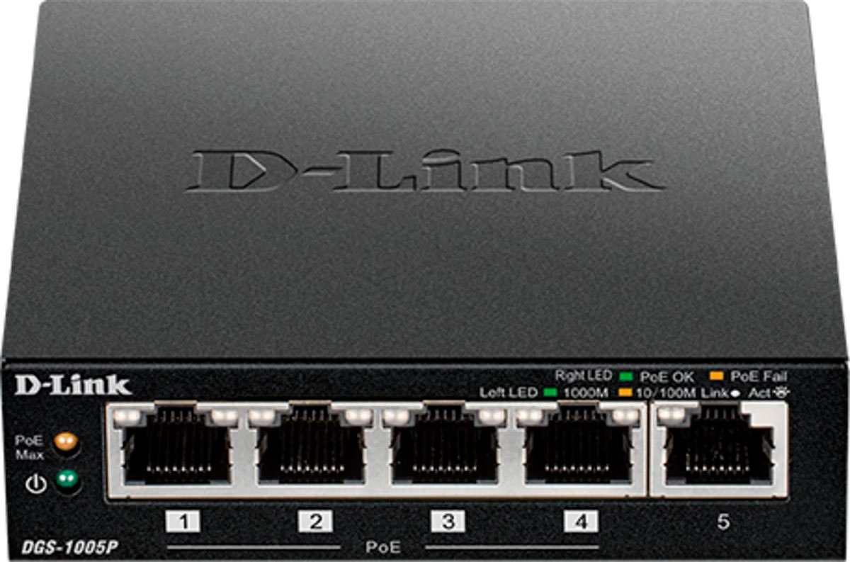 DGS-1005P 5-Port Desktop Gigabit PoE+ Switch Netzwerk-Switch