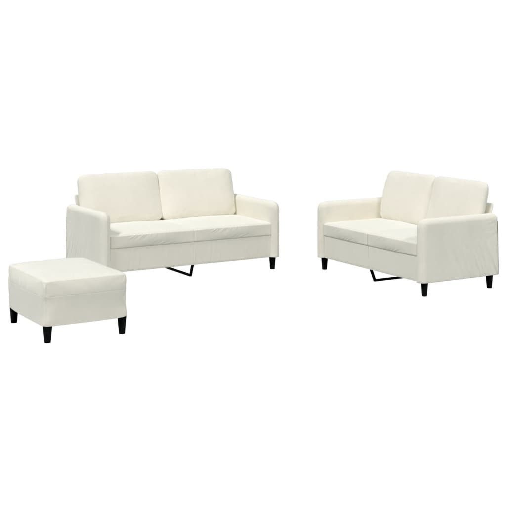 vidaXL Sofa 3-tlg. Sofagarnitur Creme Samt, 1 Teile