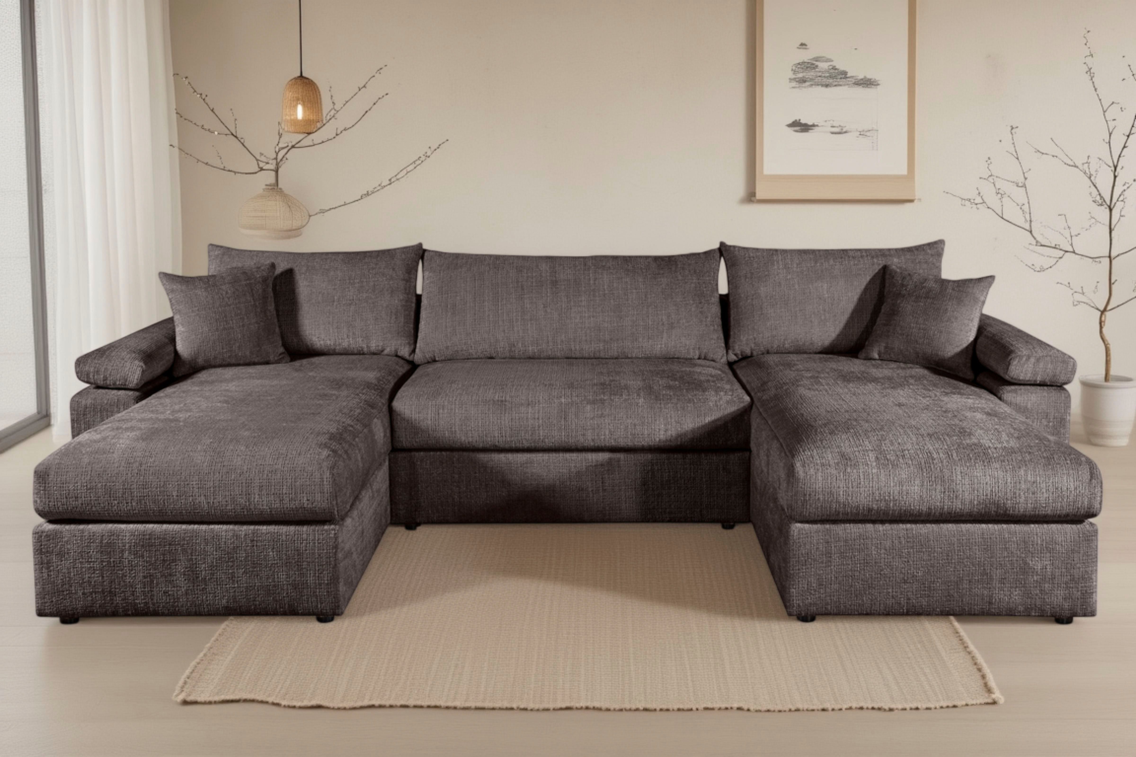 OTTO home Wohnlandschaft Cosy U-Form, B: 309 cm, Sitzaufbau im Sandwich-Federkern, 2 Zierkissen, Mega-Sofa, Cord oder Struktur weich, Kaltschaumauflage