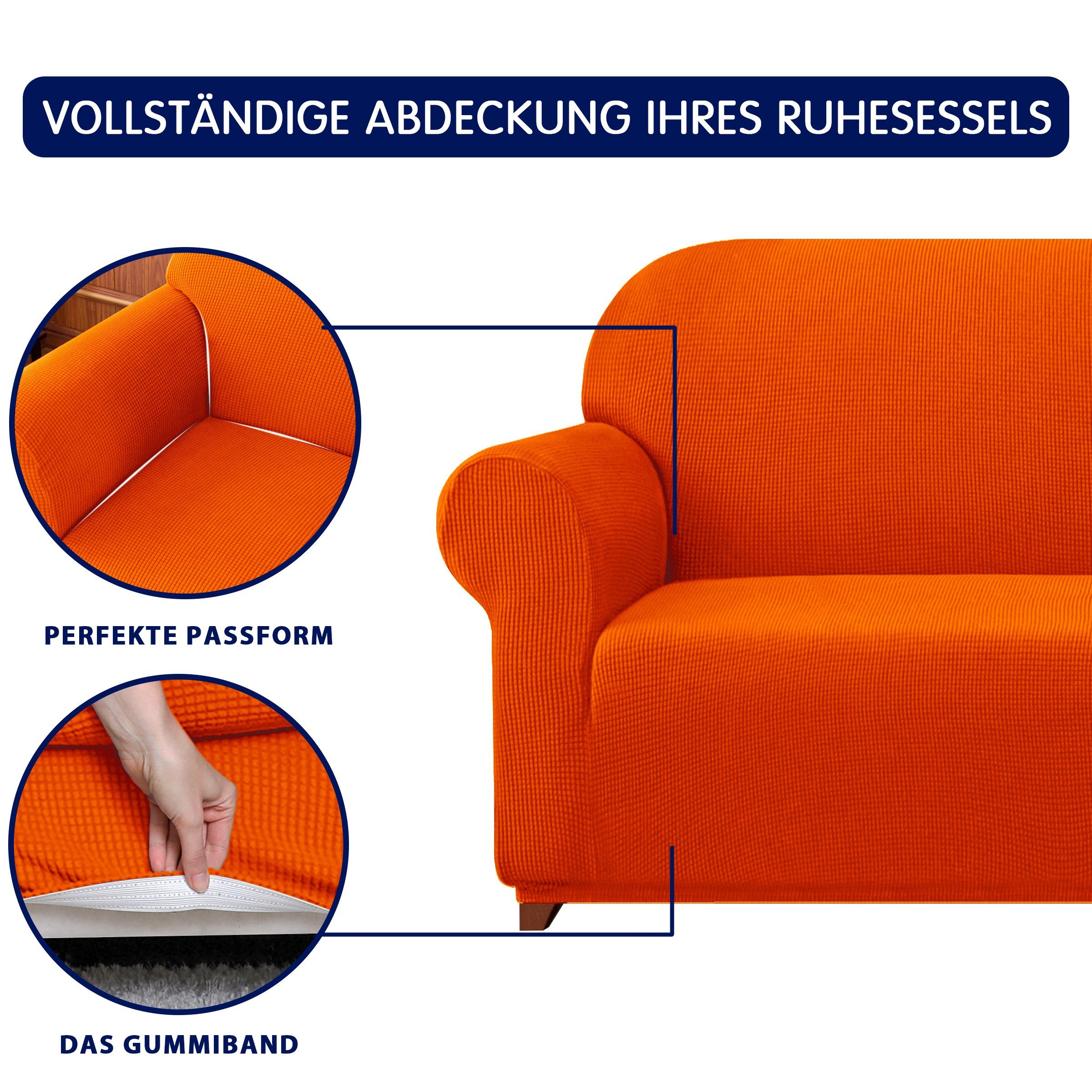 dezentem Sofahusse SUBRTEX, 2/3/4 Sitzer orange Muster Sofabezug, mit
