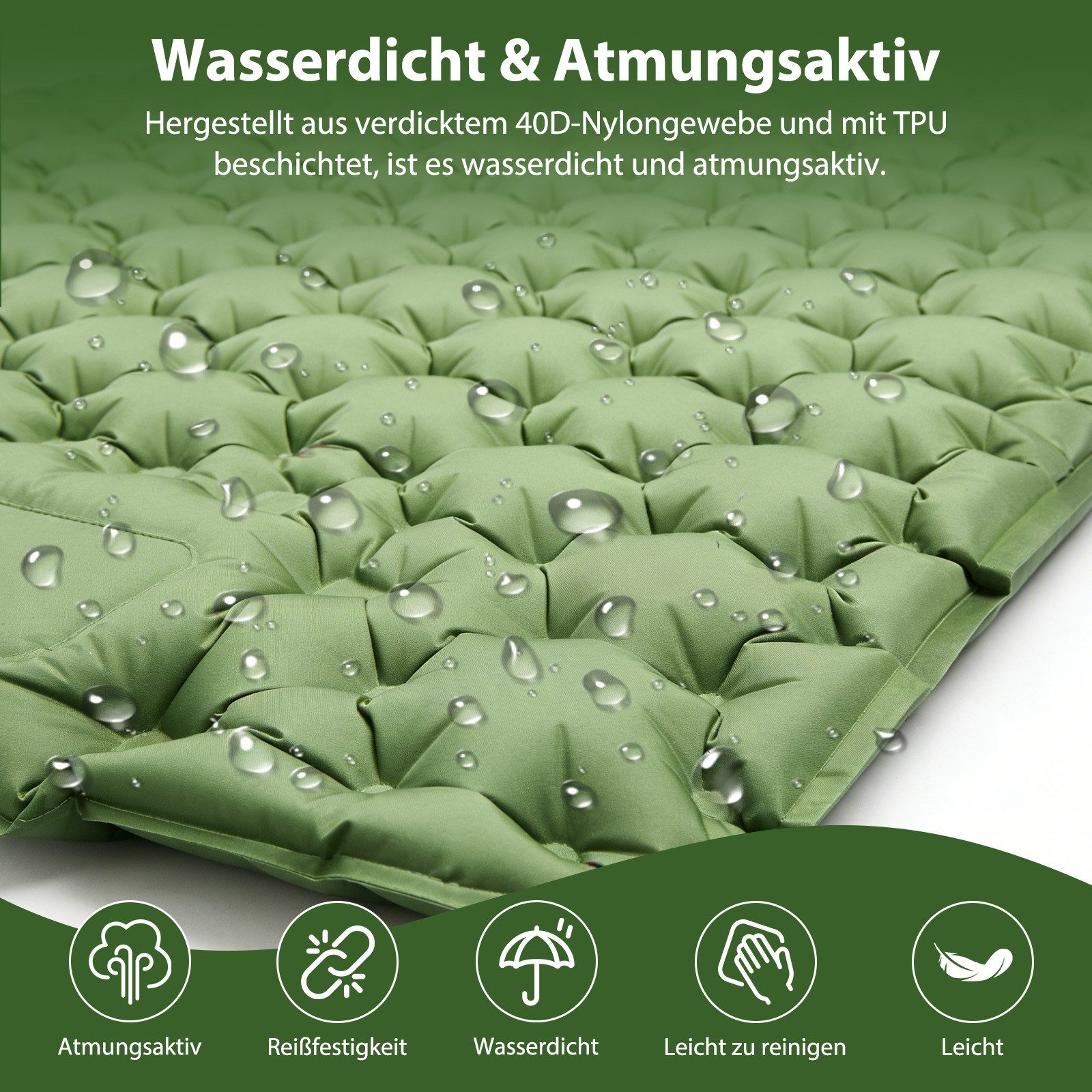 AKKEE Isomatte Campingmatte mit Kissen, Isomatte Outdoor, 2 Personen, Selbstaufblasend, Isomatte Ultraleicht, Isomatte Camping Outdoor – Bild 4 von 5