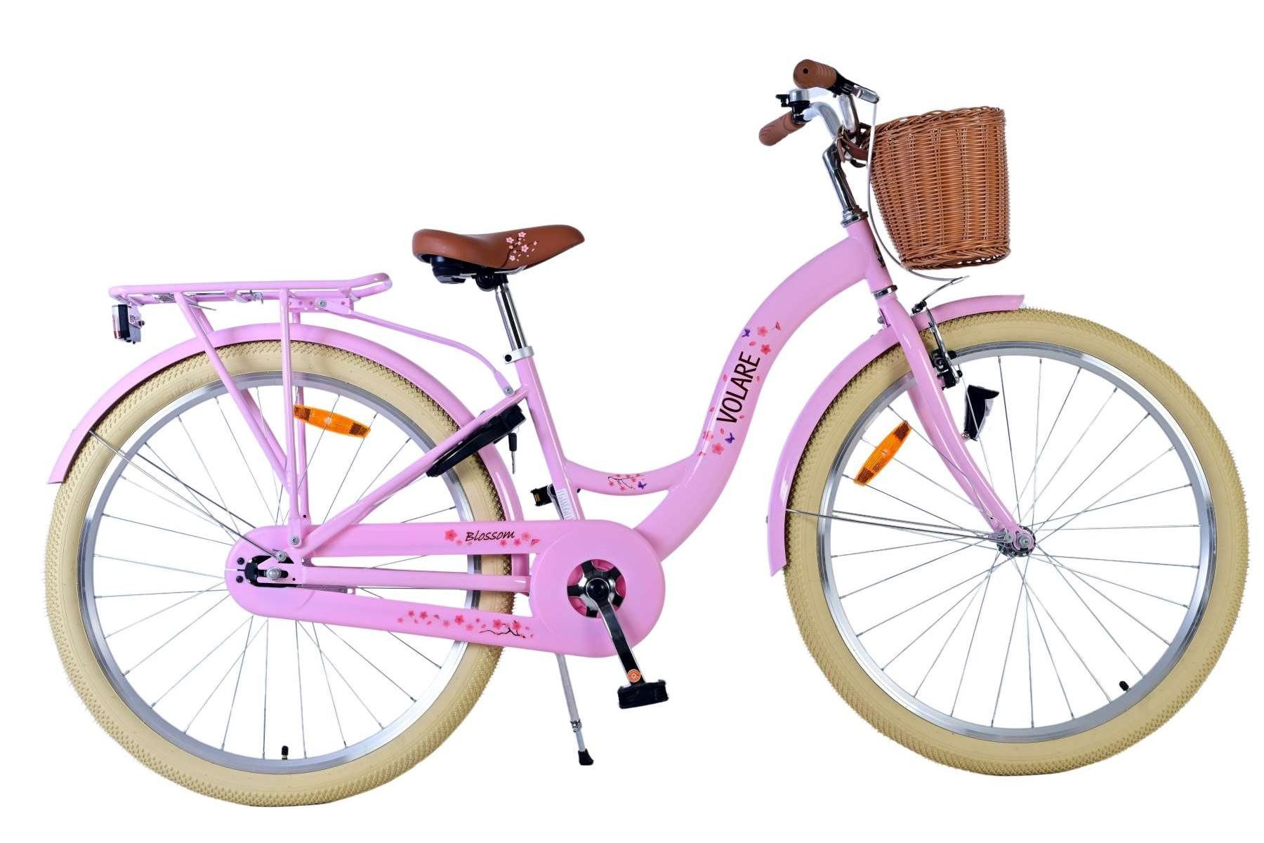 Volare Kinderfahrrad Volare Blossom Kinderfahrrad für Mädchen - 26 Zoll in Pink, Vorderradbremsen, stabiler Schloss, praktische Korb