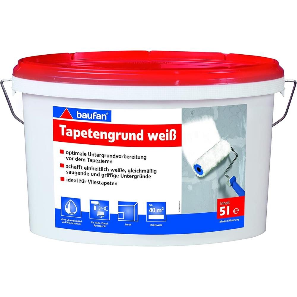 baufan® Wandgrundierung Tapetengrund weiss Tapetengrundierung Grundierung, Für Wand- und Deckenflächen im Innenbereich