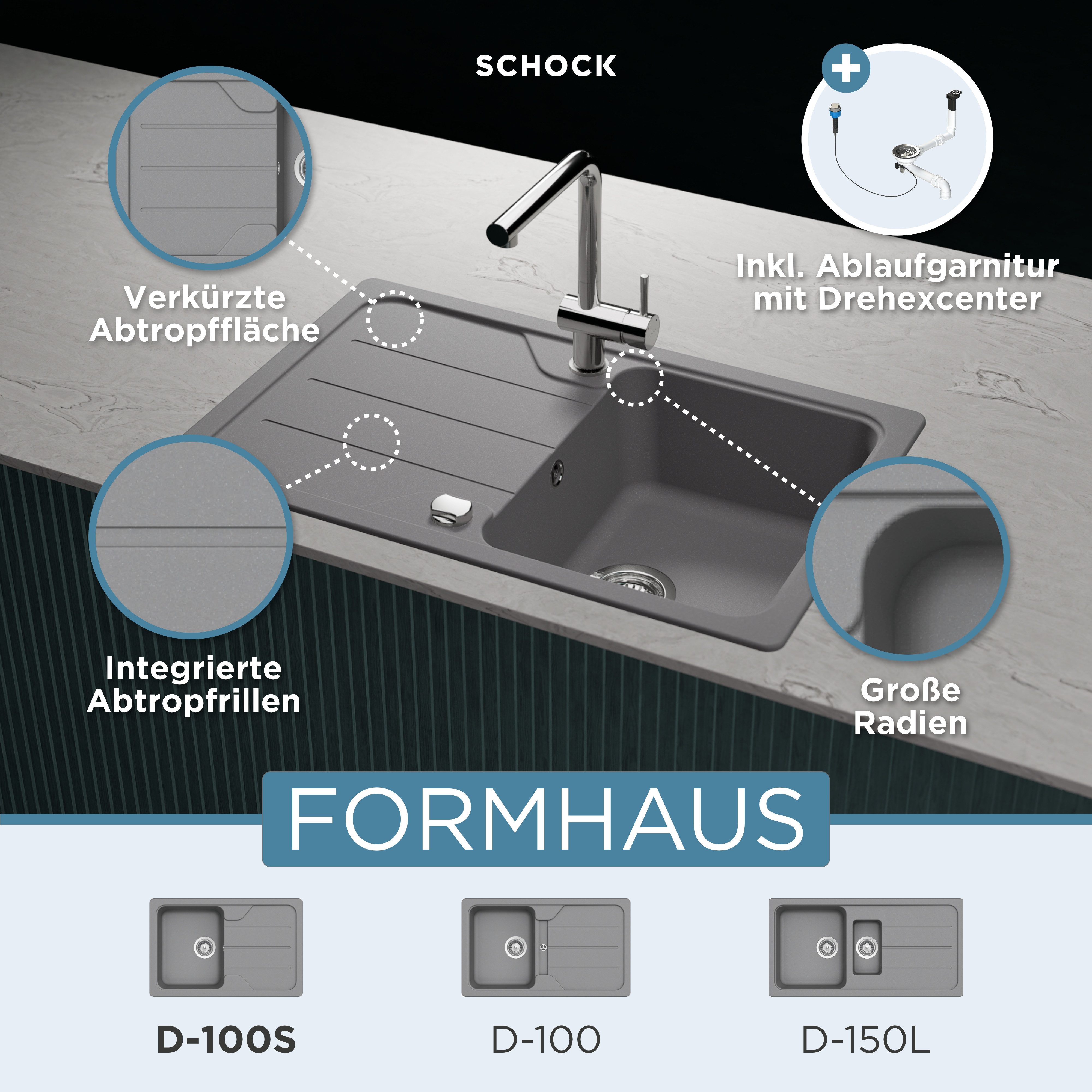Schock Granitspüle Formhaus Mini, rechteckig, 78/50 cm