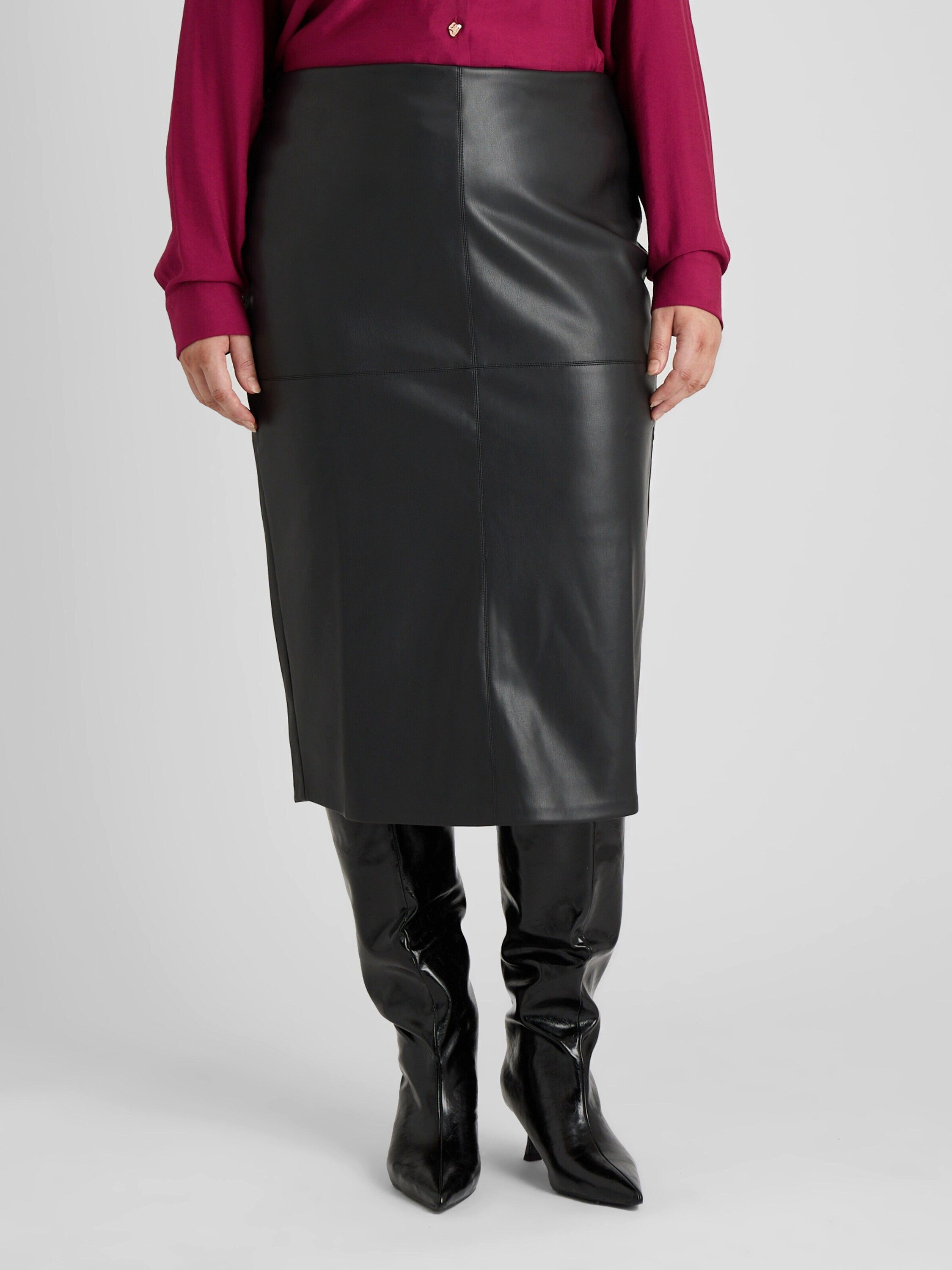 Guido Maria Kretschmer Curvy Lederrock Maura (1-tlg) Plain/ohne Details günstig online kaufen