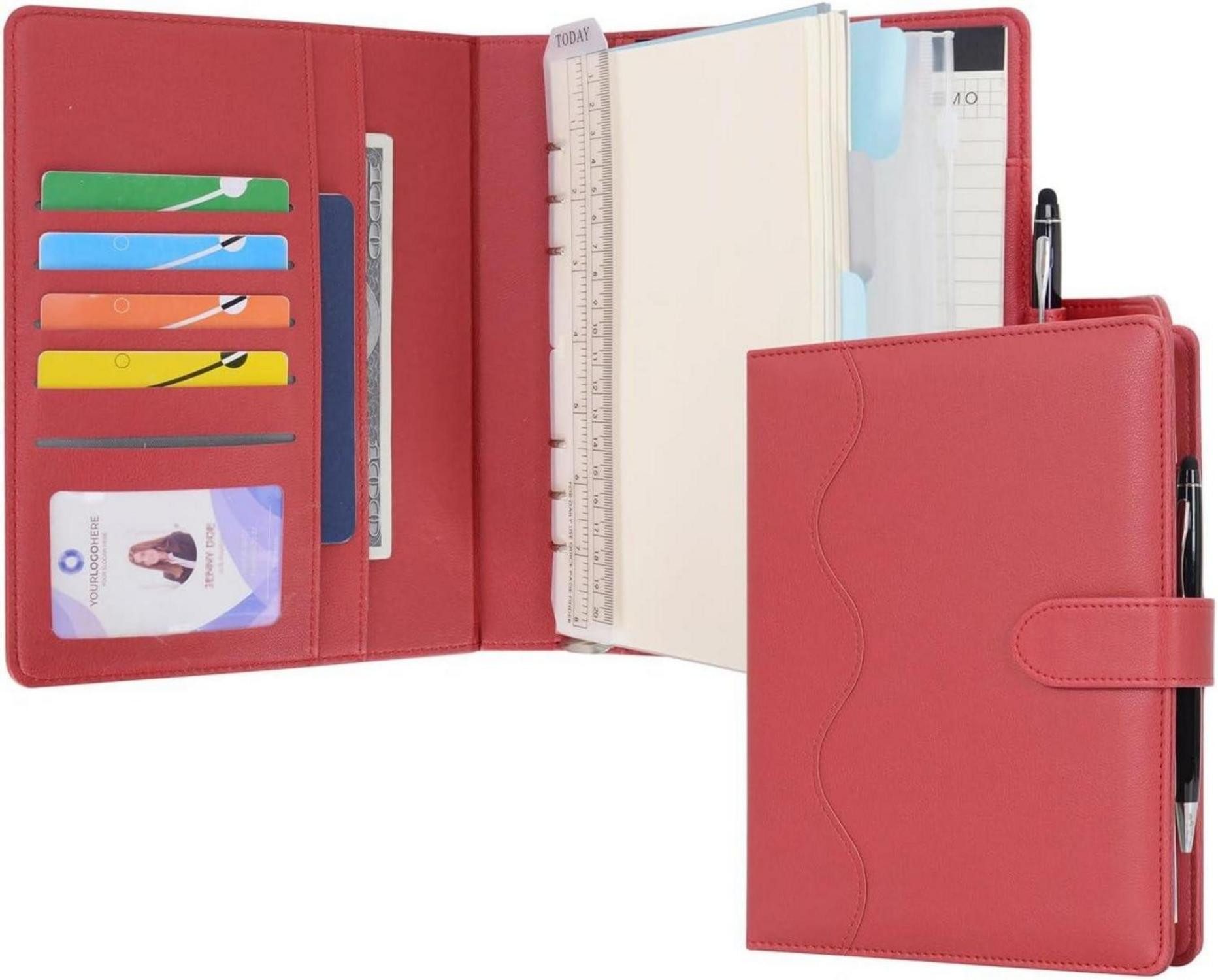 Ringbuchmappe Liniertes A5 PU Leder Journal Nachfüllbar Schreibblock Rot