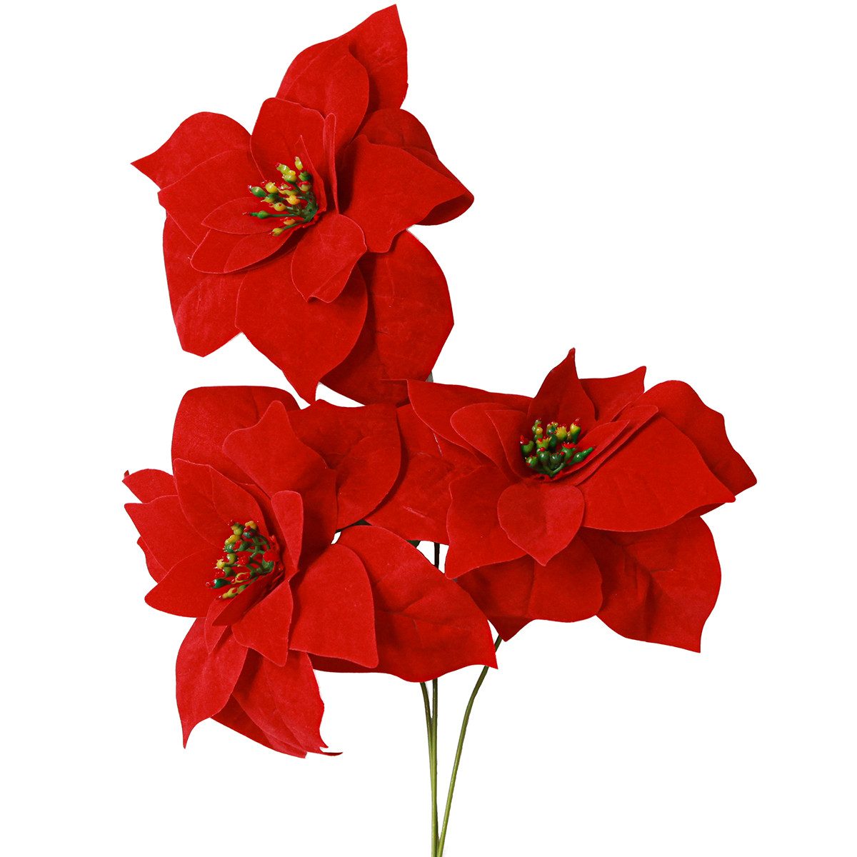 Winterliche Kunstpflanze Weihnachtsstern Kunstblume Rot 46cm 6St Deko Poinsettia