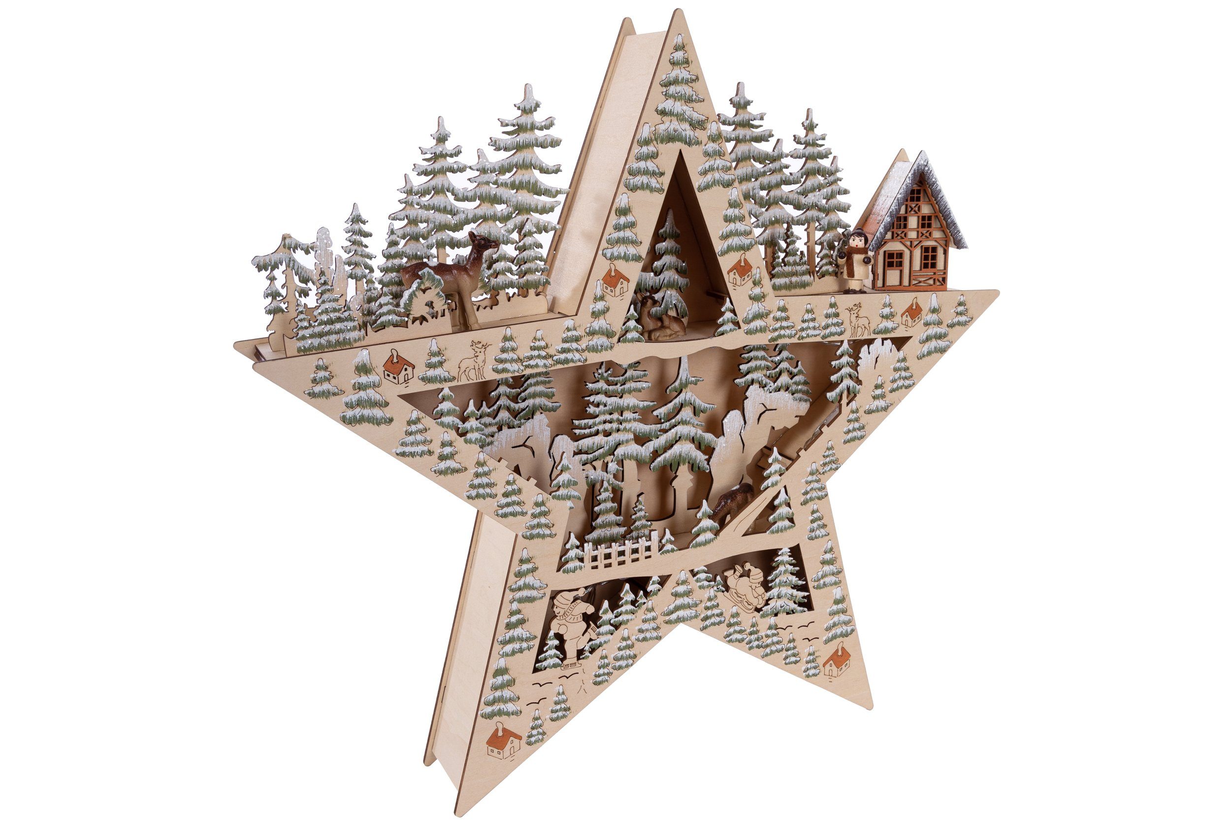 Weihnachtlicher mit Holz Weihnachtsdorf aus Winterszene Stern Wohnando