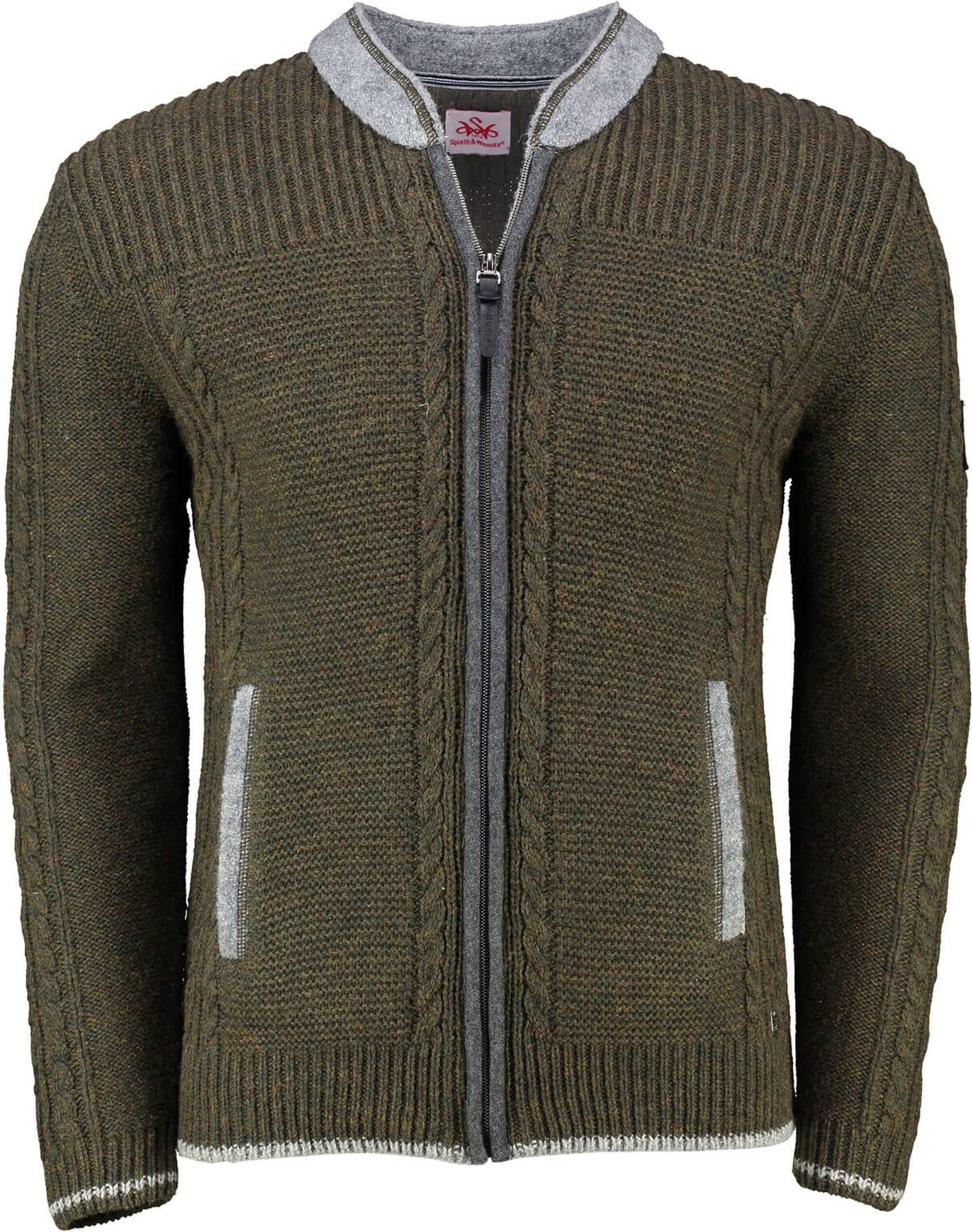 Spieth & Wensky Trachtenstrickjacke SPIETH & WENSKY Strickjacke Baltus oliv | Janker