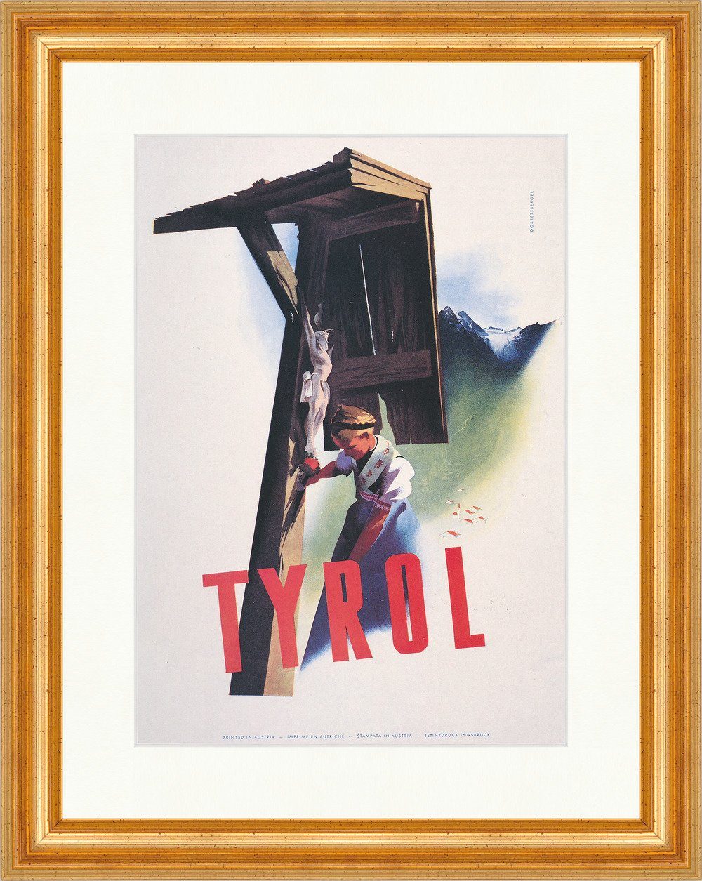 BillerAntik Kunstdruck Werbeplakat von Dobretzberger: Tyrol Tirol Blume Tuch Plakatwelt 098, (1 St)