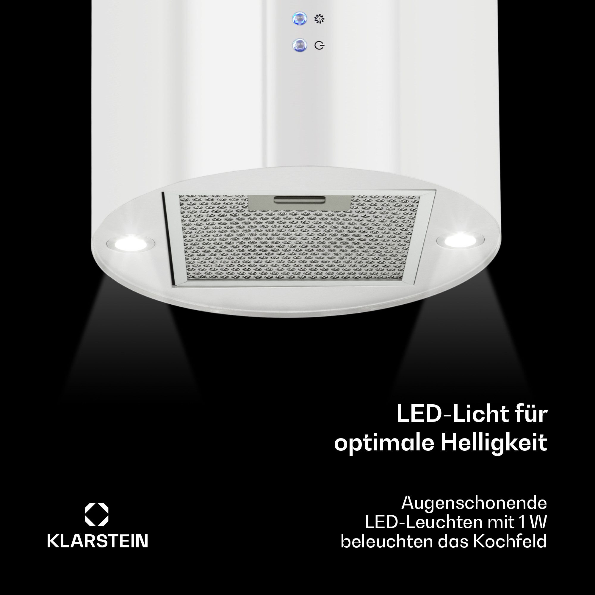 Klarstein Deckenhaube Barett Serie Barett Inselabzugshaube Ø35 cm 558 m³/h LED Edelstahl Abzugshaube Abluft Haube Umluft Dunstabzug Einbau Umlufthaube – Bild 5 von 5