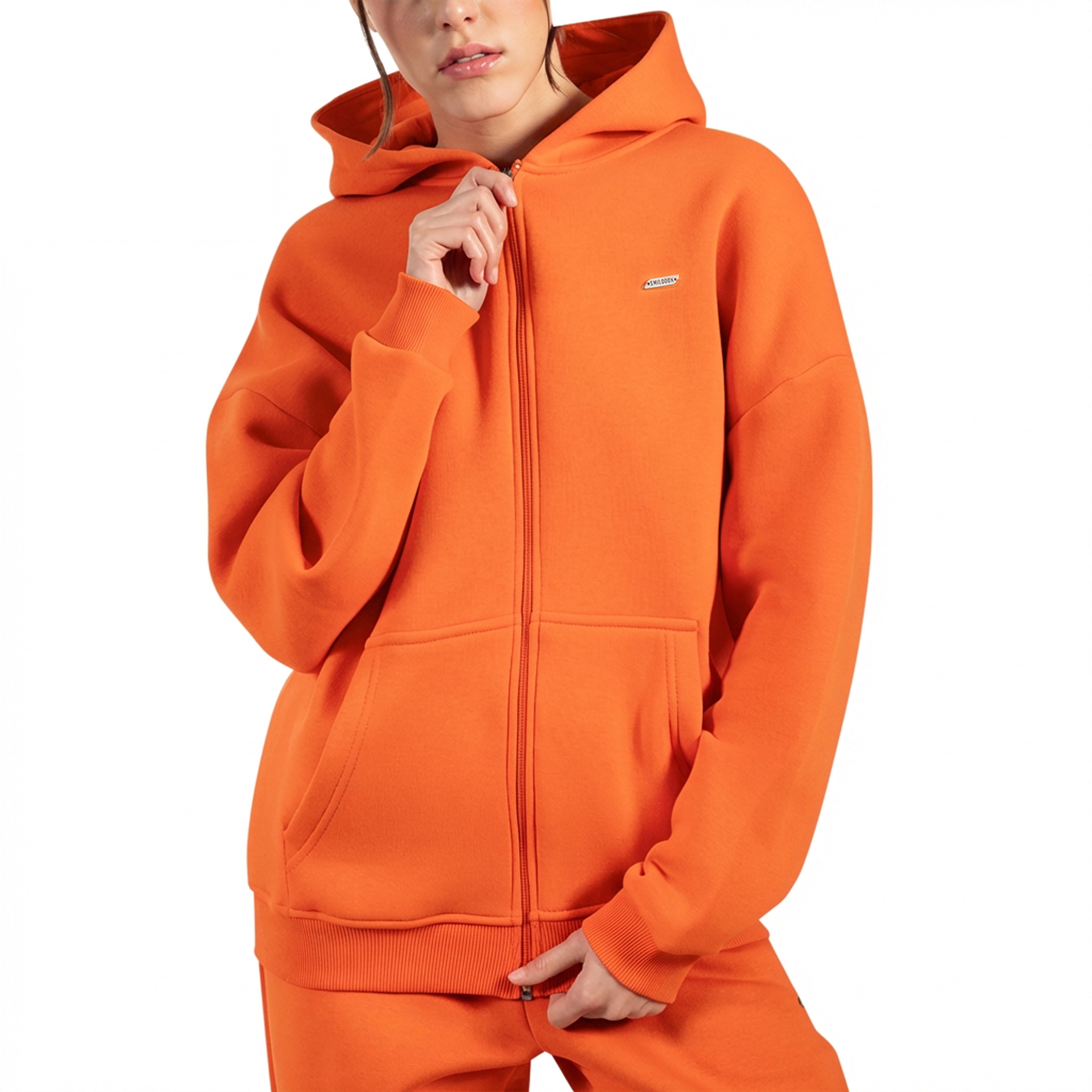 Smilodox Hoodie Lyanna, Oversize Zip Kapuzenpullover mit Reißverschluss, Flauschig Sweatshirt Kängurutasche Pulli Sweater warm bequem Streetstyle Alltag