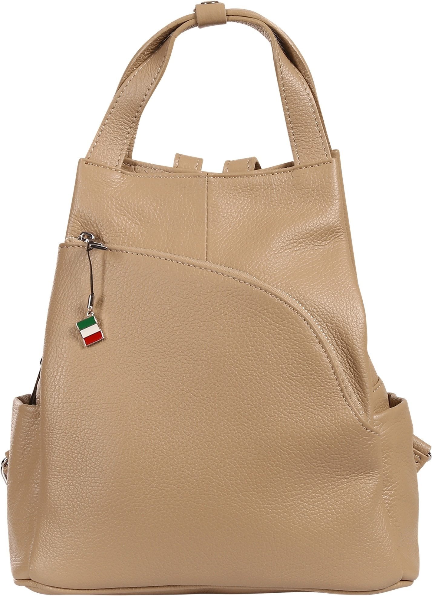 FLORENCE Cityrucksack Florence Rucksack Damen Echtleder, Damen Cityrucksack Leder, taupe, beige ca. 27cm