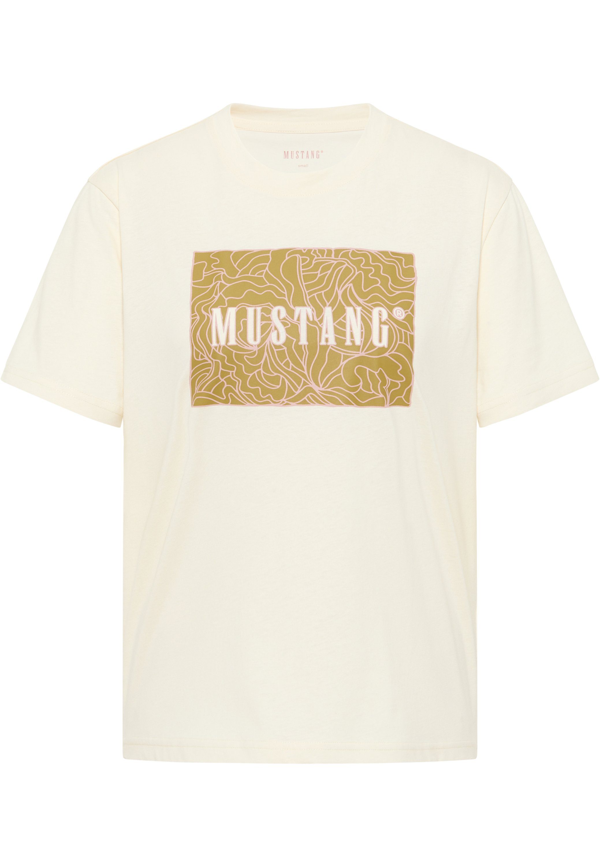 MUSTANG Kurzarmshirt Mustang T-Shirt Print-Shirt offwhite