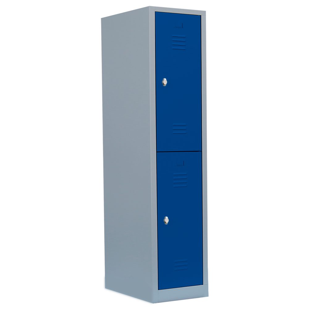 Steelboxx Spind Spind Kleiderspind 2 Fächer 180x41,5x50cm blau/grau (1-St) Komplett verschweißt und montiert