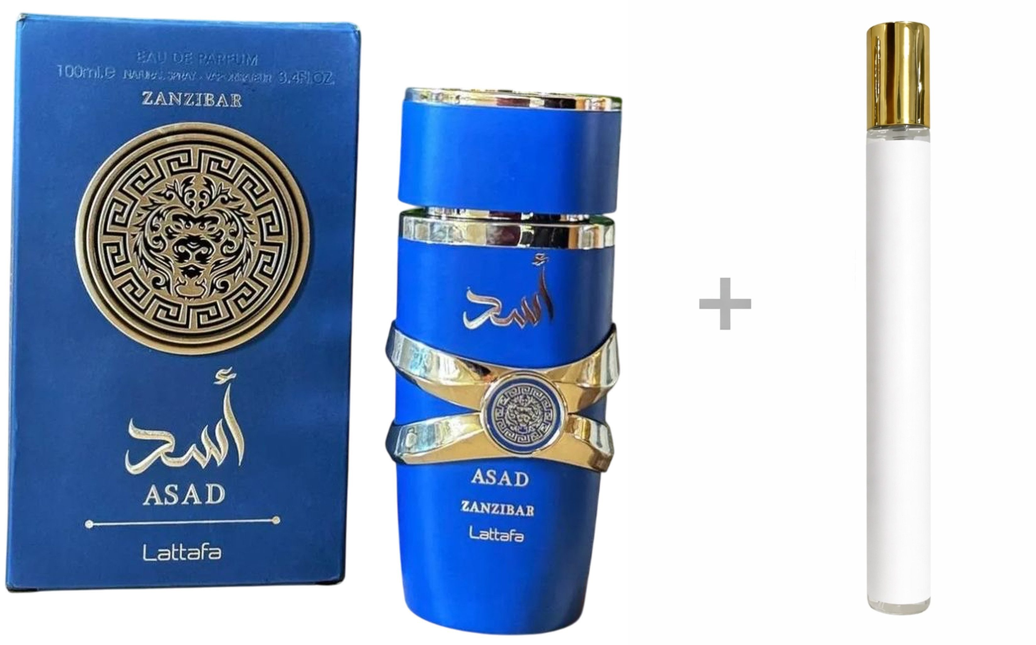 Lattafa Duft-Set Asad Zanzibar Männer EDP Spray + Reiseduft, LATTAFA Herrenparfüm, Eau de Parfum, Herrenduft