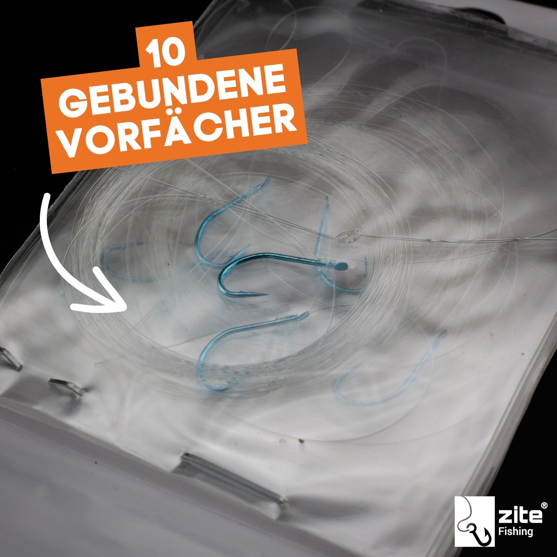 Zite Forellenhaken Vorfach-Haken Forelle gebunden Größe 6 Angelhaken mit Vorfachschnur