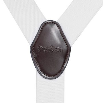 DonDon Hosenträger für Herren 3,5 cm breit 4 Clips mit braunem Leder längenverstellbar (1-St) Y-Form, verstellbar mit Clipverschluß, elastisch