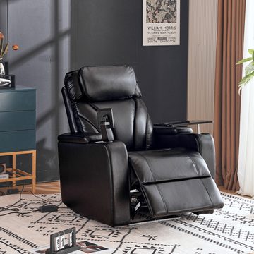 Gotagee Massagesessel Elektrischer Liegestuhl funktionelles Sofa-Relaxsessel mit USB Sessel, Sofa-Relaxsessel USB-Ladeanschluss,drehbarer Tabletttisch/Handyhalter