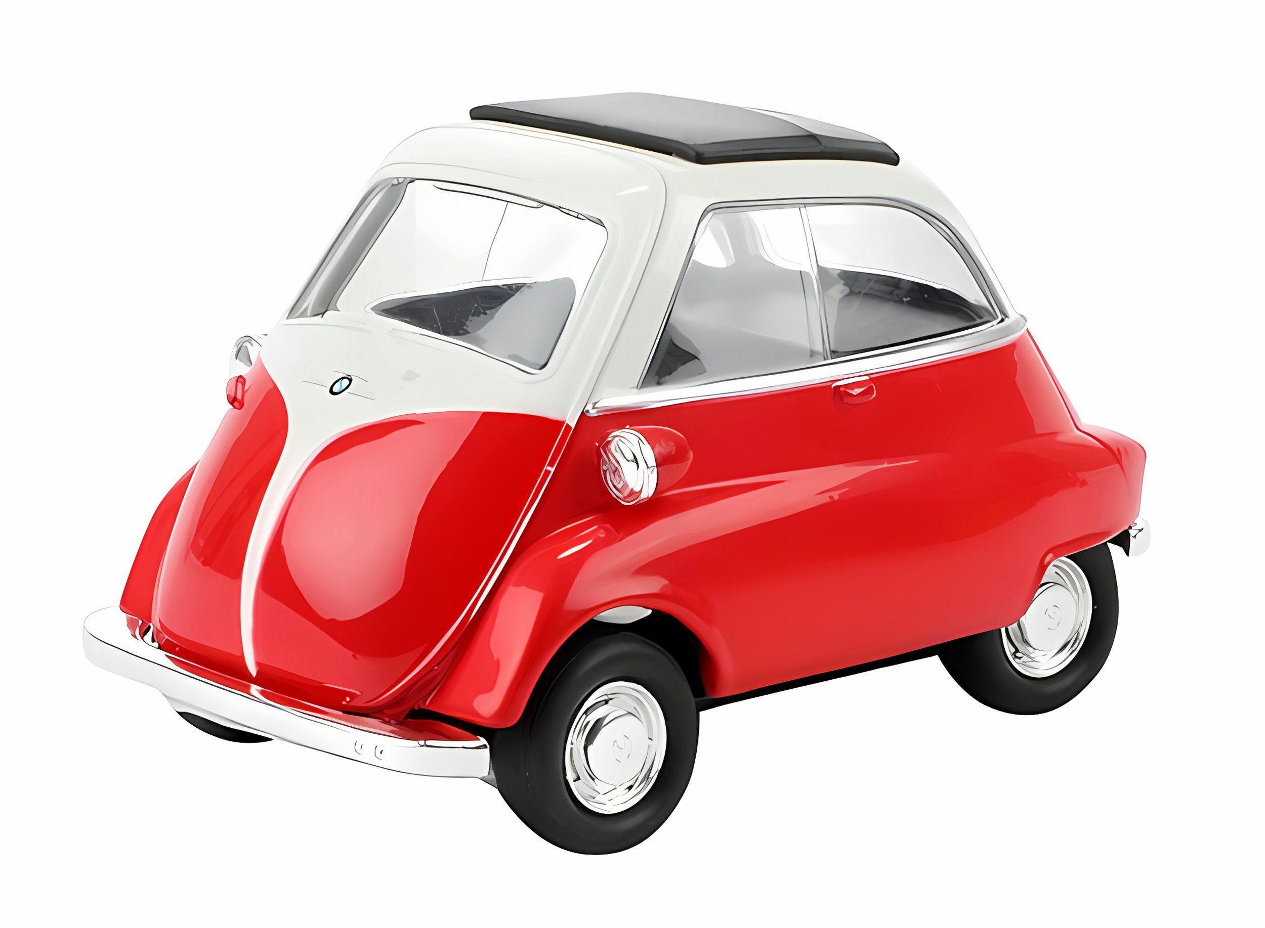 Welly Modellauto BMW Isetta 1955 Modellauto 9cm Metall Modell Auto Spielzeug 78 (Rot), Spielzeugauto mit Rückzug Kinder Geschenk