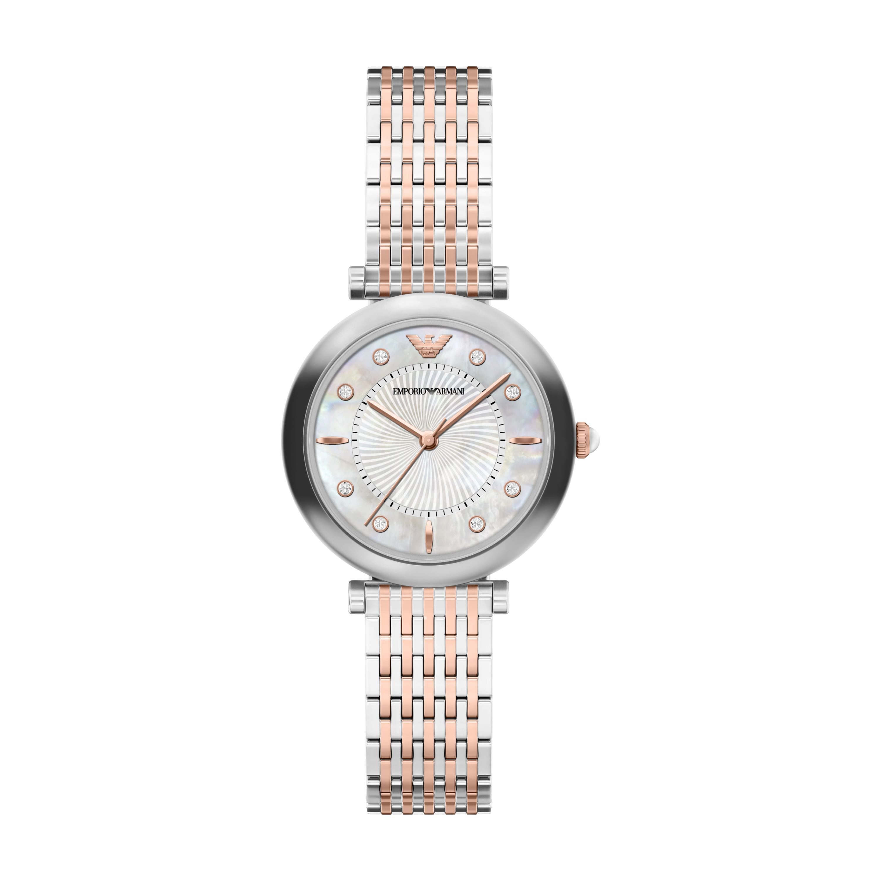 Emporio Armani Quarzuhr AR11808, Armbanduhr, Edelstahlarmband, analog, Glassteine