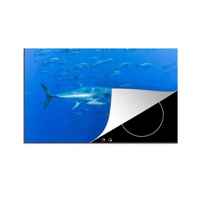 MuchoWow Herdblende-/Abdeckplatte Thunfische parallel zueinander im Meer Vinyl (1 tlg) Ceranfeldabdeckung für die küche Induktionsmatte