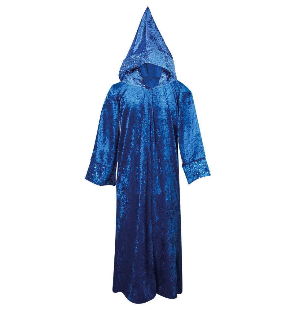 Fries Zauberer-Kostüm Kinder Zauberer Kostüm Mantel mit Kapuze Blau Karneval Fasching Party, Hohe Qualität