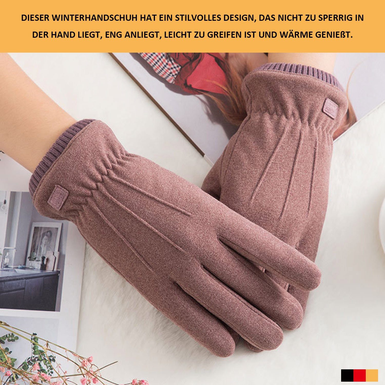 MAGICSHE Fleecehandschuhe Winter Touchscreen Damen Grau Handschuhe Warm