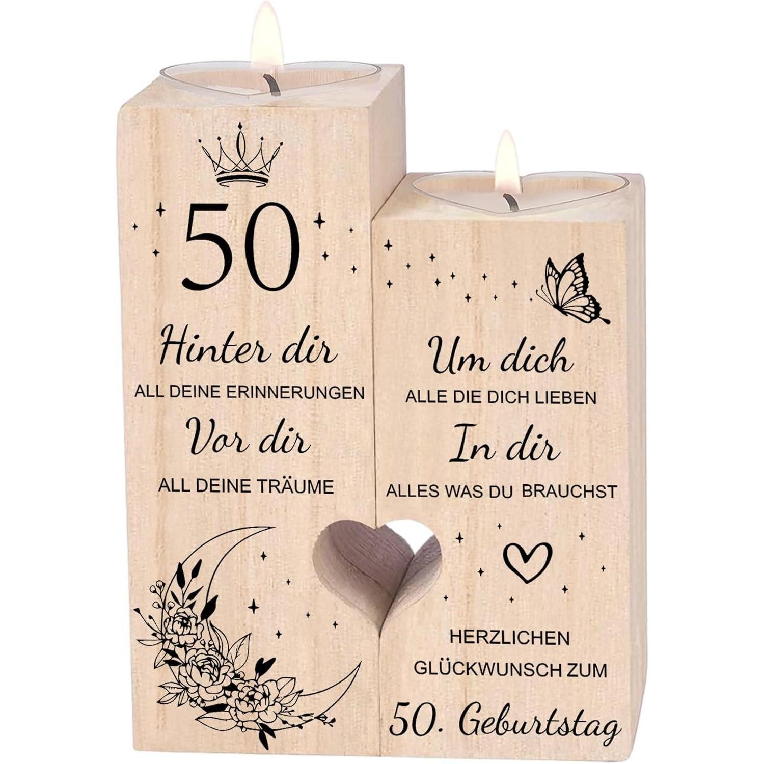 Luckyyds Kerzenständer 50. Geburtstag Frau Kerzenständer Deko Geschenk Vater Mutter Freundin
