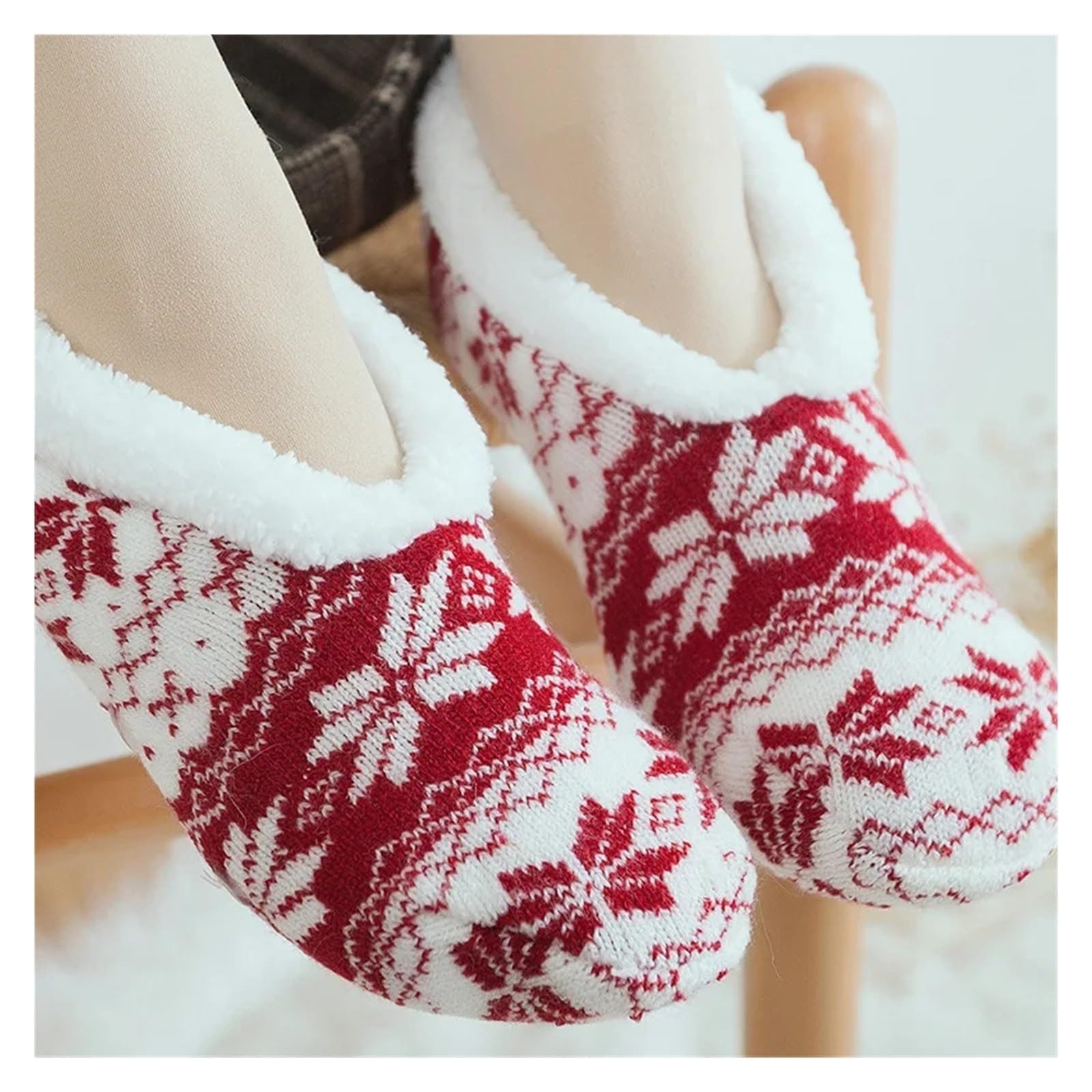 Coonoor Haussocken Wärmende Hausschuhe für Damen, Lustige rutschfeste Plüschsocken (1-Paar) Dicke Kunstfell-Slipper für den Winter, bequeme Haussocken für drinnen