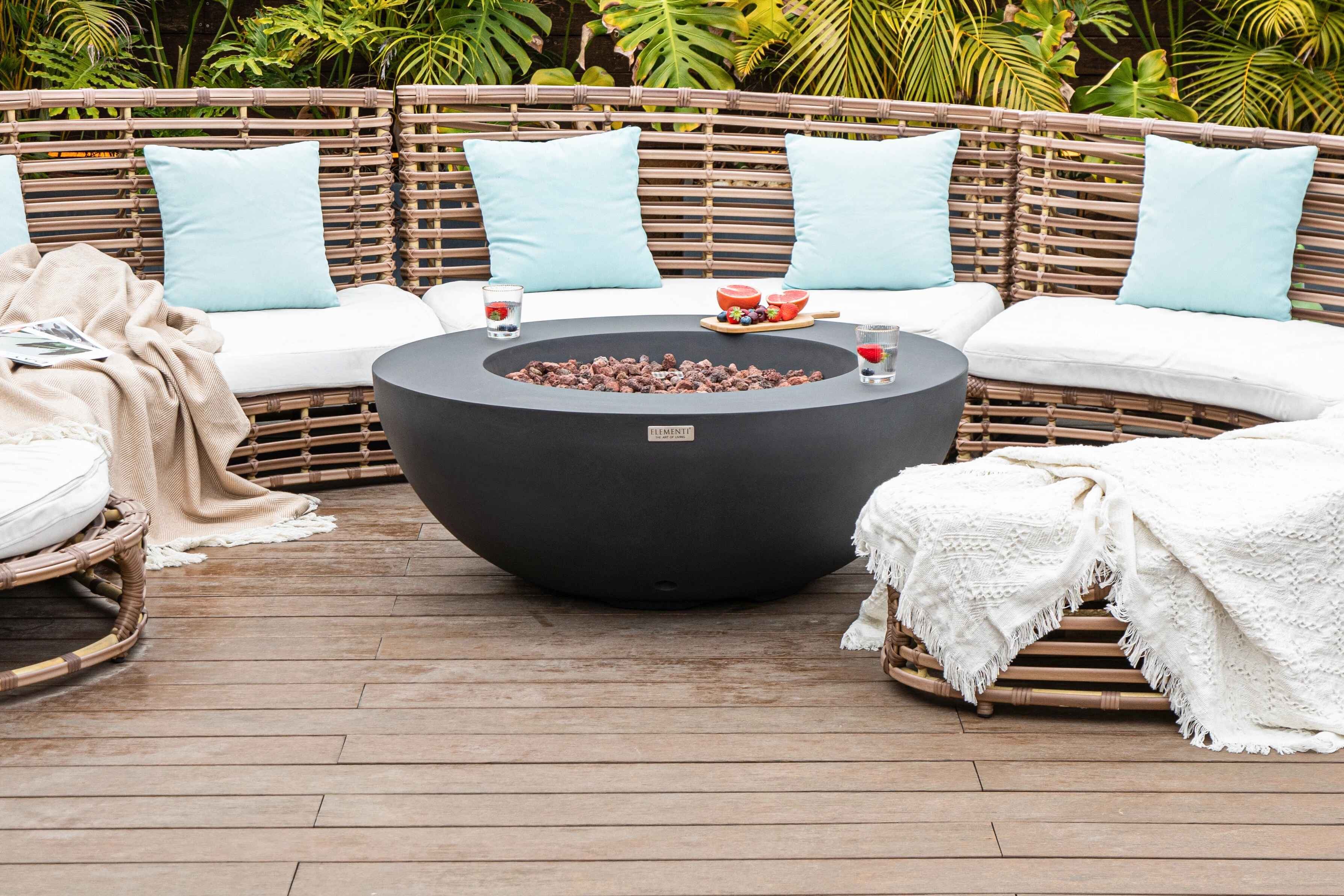 ELEMENTI Feuertisch LUNAR BOWL Feuerstelle aus Beton - Komplett Set mit Zubehör, (SET, 1-St., inkl. mehreren Komponenten), Beton,(107x107x40cm)