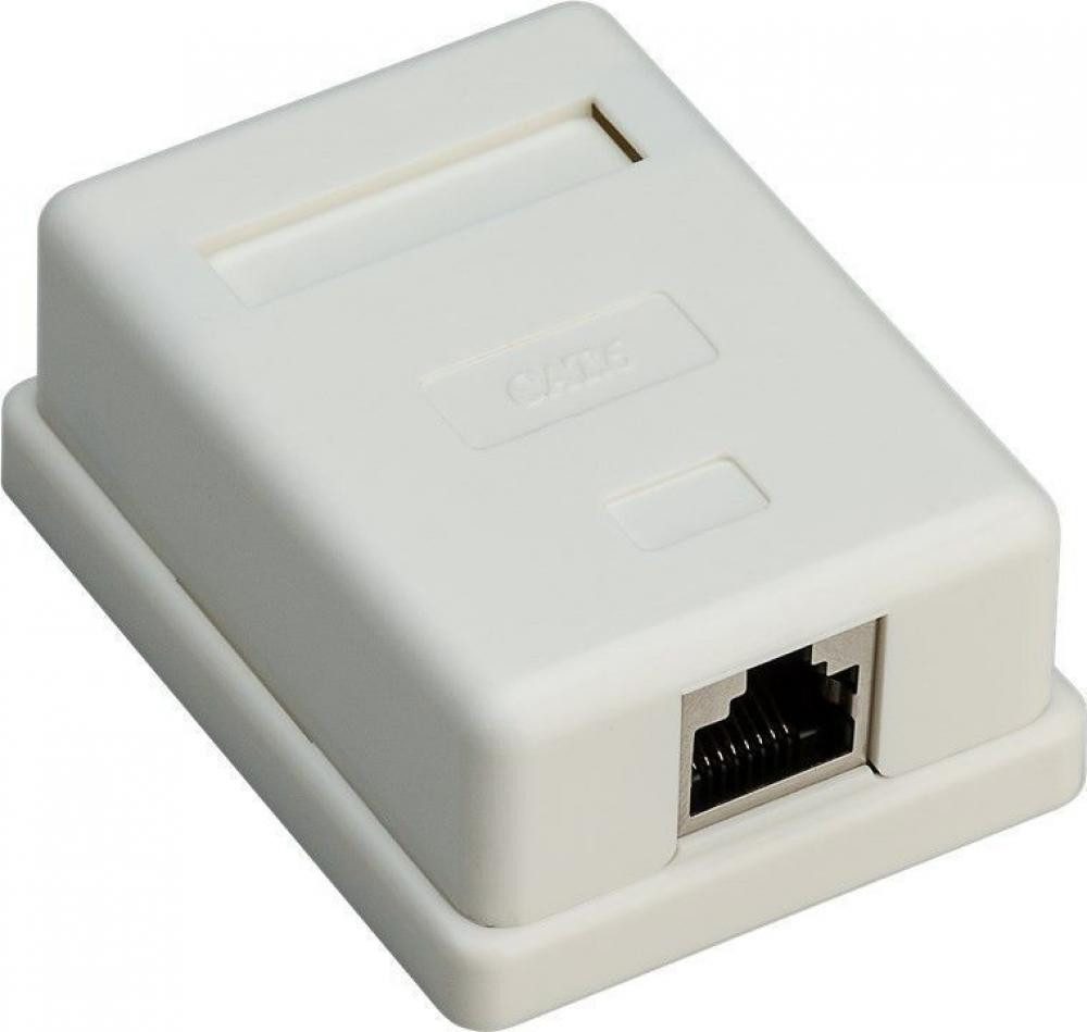 Netzwerkstecker 1 Port RJ45 Anschlussdose, CAT 6, STP geschirmt, weiß