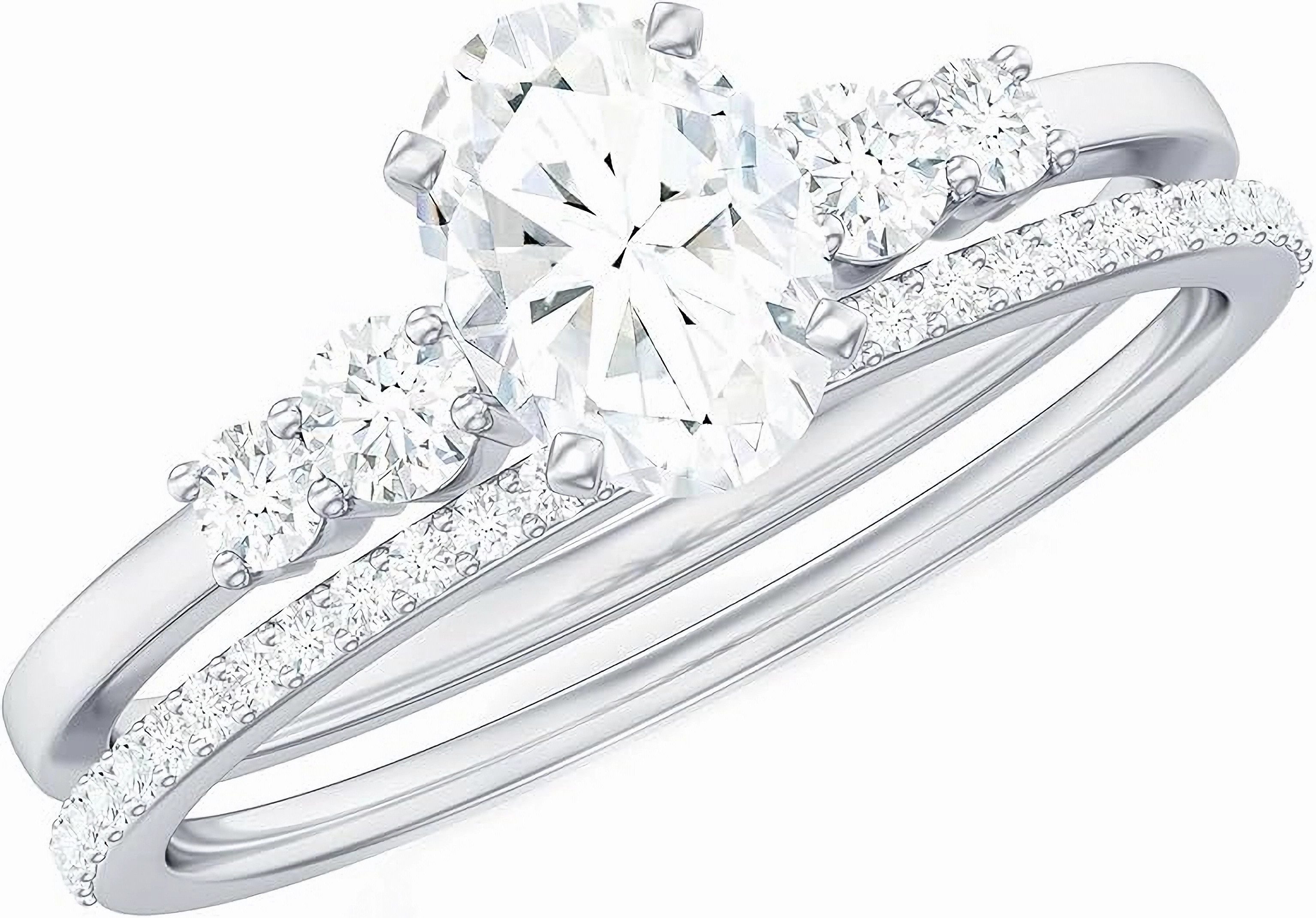 Jumpeak Verlobungsring 1ct Ovaler SchliffLabordiamant,Prächtig,Trauringe Ehering Set 2 teilig, stapelbar, D VS1 2EX, Mit IGI , Ein Geschenk für meine Geliebte