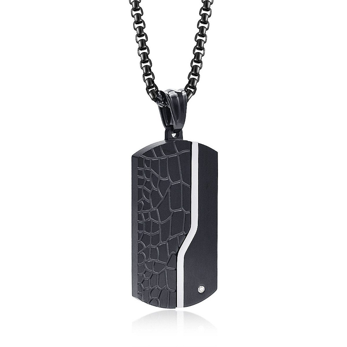 KARMA Kette mit Anhänger Dog Tag für Herren Edelstahl Schwarz Silber Schmuc günstig online kaufen