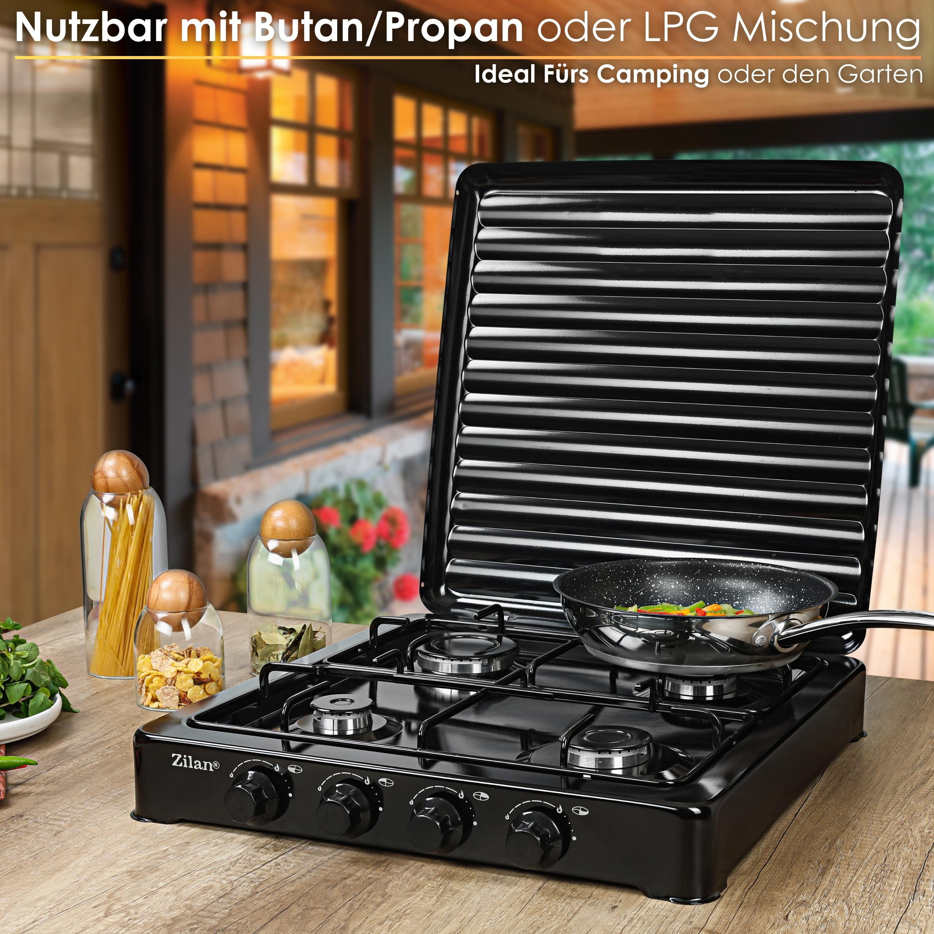 Zilan Gaskocher ZLN-7079, (Set), Nutzbar mit Butan / Propan - Gas oder LPG-Mischung (Flüssiggas)