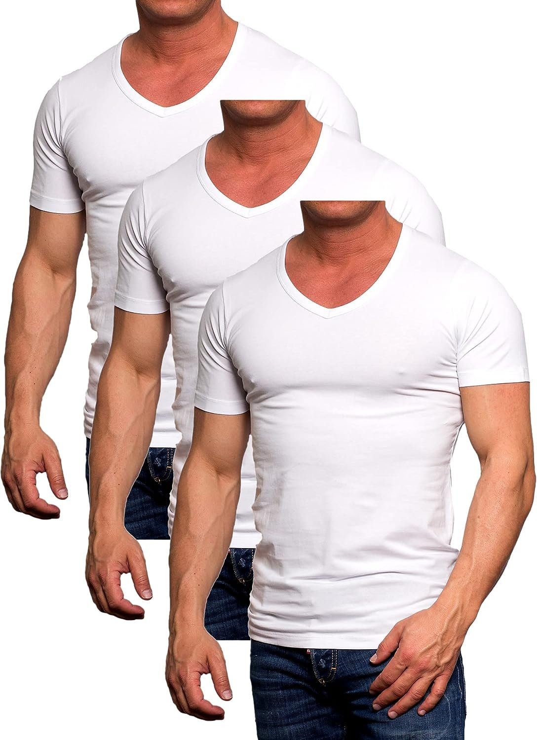 Jack & Jones T-Shirt Unifarben Set, in White Mix (Spar 3er 3er-Pack)