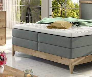 Sofa Dreams Boxspringbett Lille, Webstoff, grau, 180 x 200 cm, mit Topper, mit Matratzen