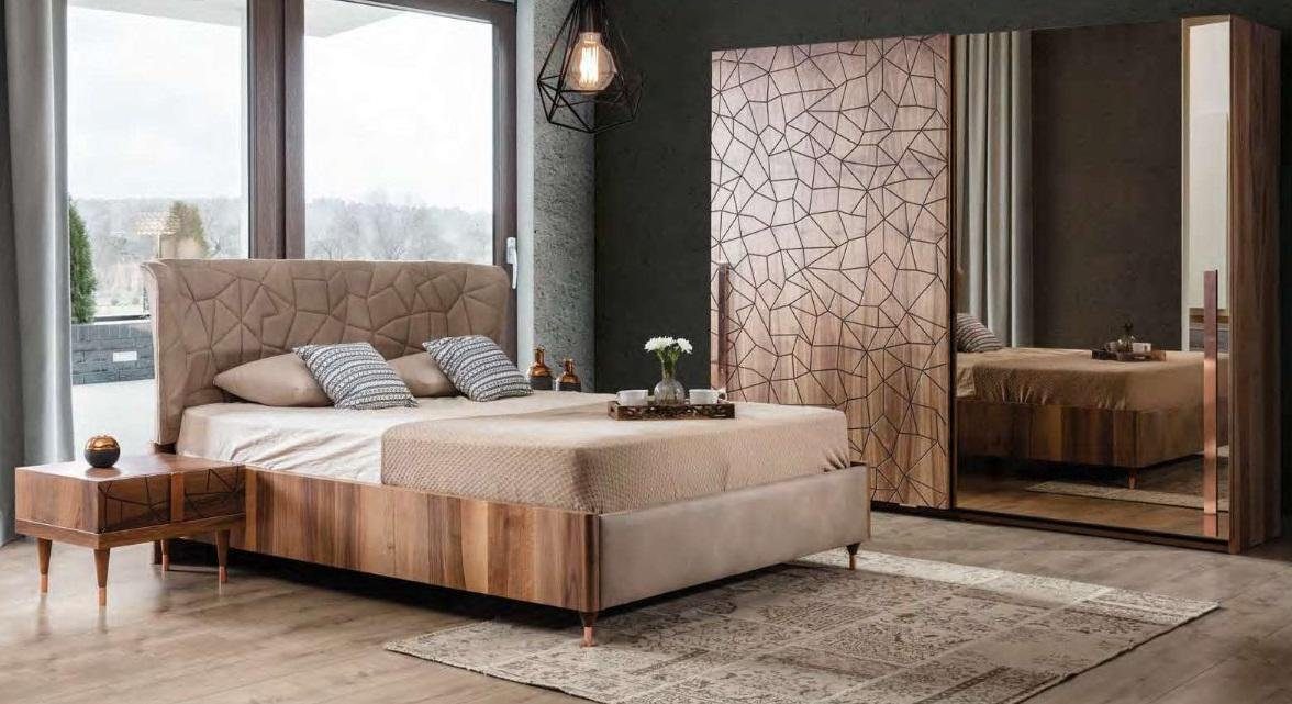 2x Schlafzimmer In Kleiderschrank Bett JVmoebel Schlafzimmer-Set + Luxus, + Nachttische Europe Made Modern Set