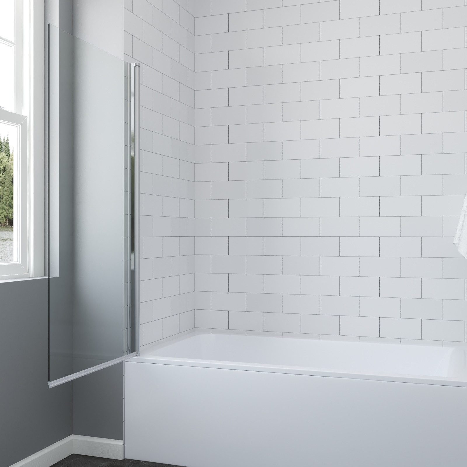 AQUALAVOS Badewannenaufsatz Duschtrennwand für Badewanne 1-teilig Duschwand Klarglas 78x144 cm, 6 mm Einscheiben-Sicherheitsglas (ESG) Beidseitig öffnend, Hebe-Senk-Funktion Aluminiumprofile chromoptik links/rechts montierbar