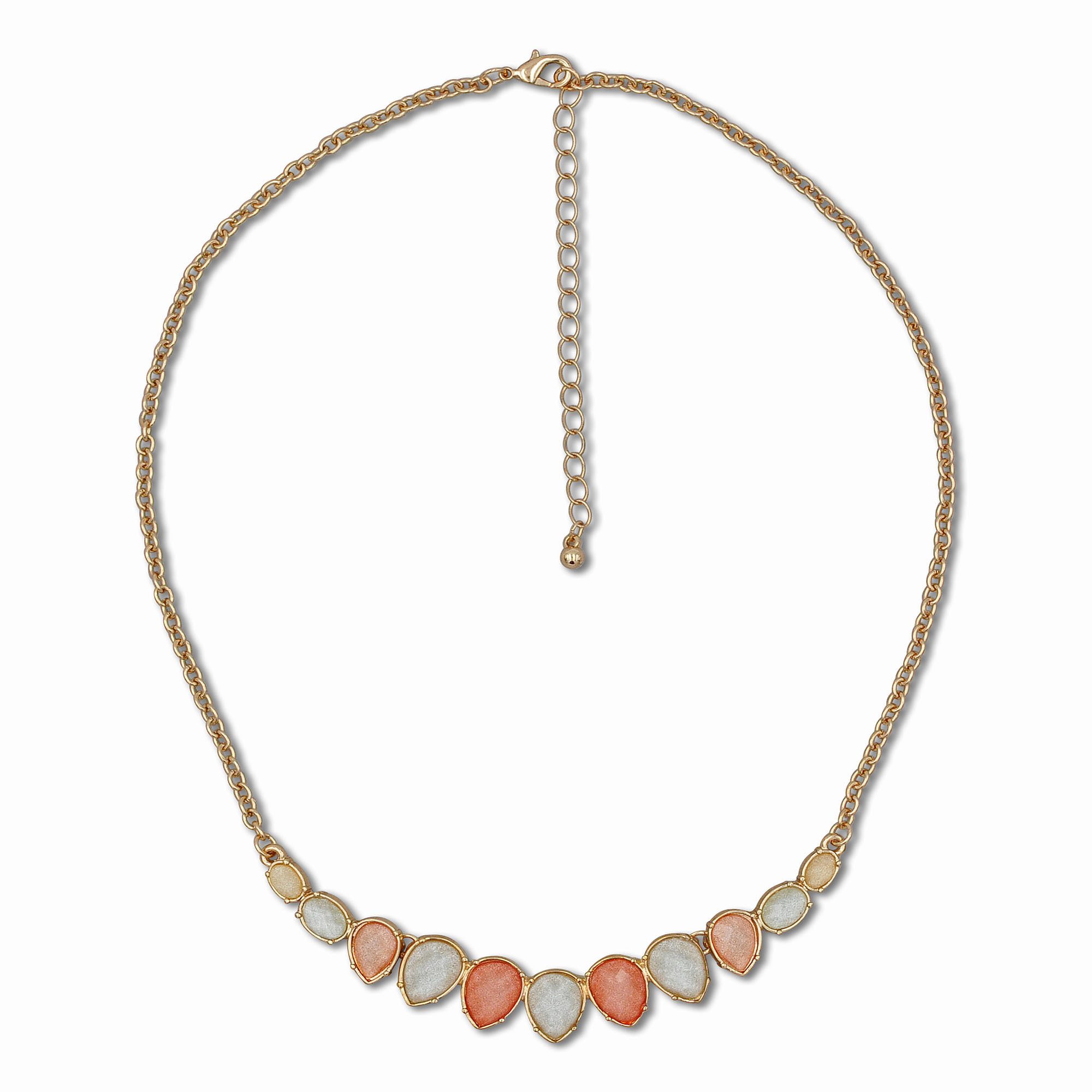 Collierkettchen Schlichtes Collier mit Tropfensteinen