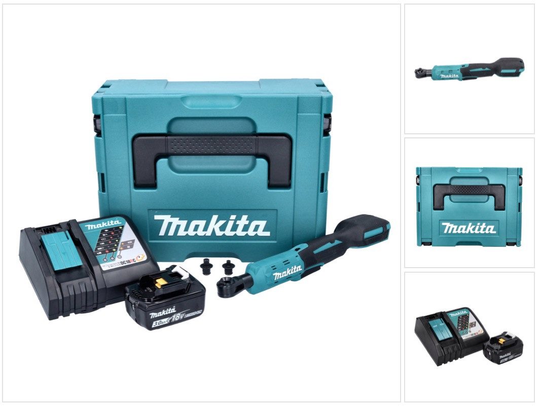 Makita Umschaltknarre DWR 180 RF1J Akku Ratschenschrauber 18 V 47,5 Nm 1/4" 3/8" + 1x Akku