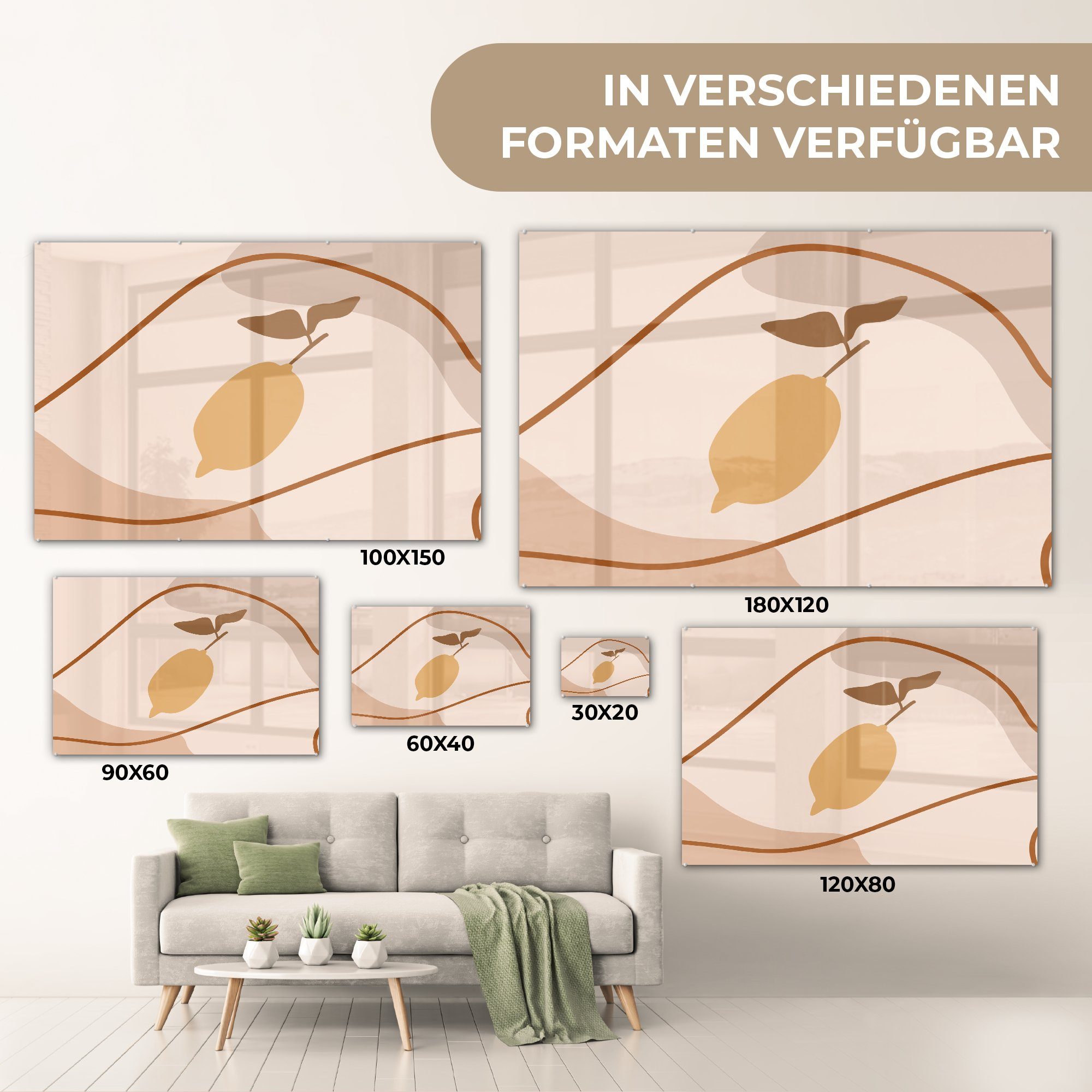 & St), (1 - Acrylglasbild Wohnzimmer Schlafzimmer Zitrone Sommer Acrylglasbilder Obst, MuchoWow -