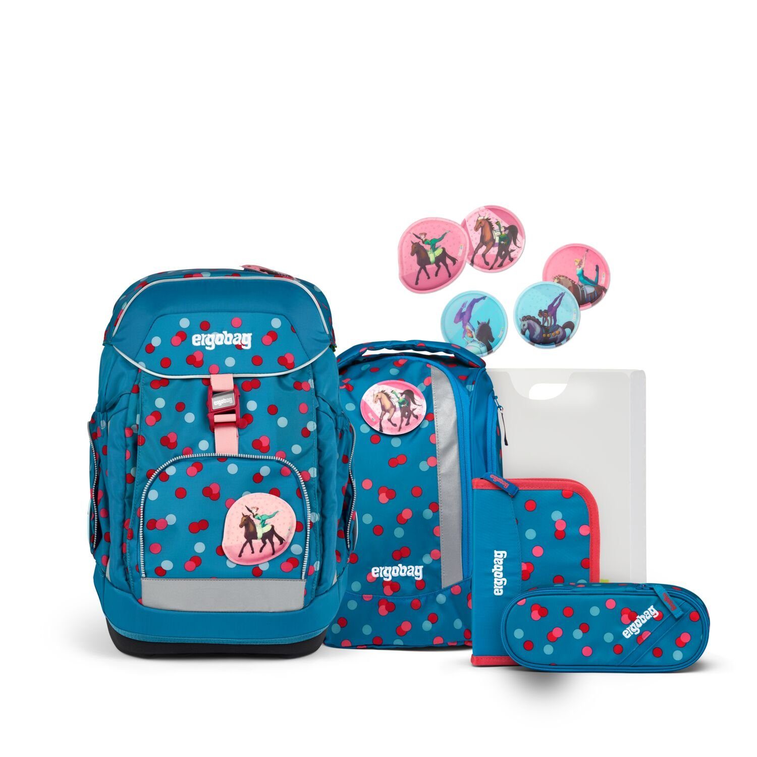 ergobag Schulranzen Schulranzen-Set MAXI VoltiBär 6-teilig (6-teilig), ergonomisch, höhenverstellbar, ab. 1 Klasse