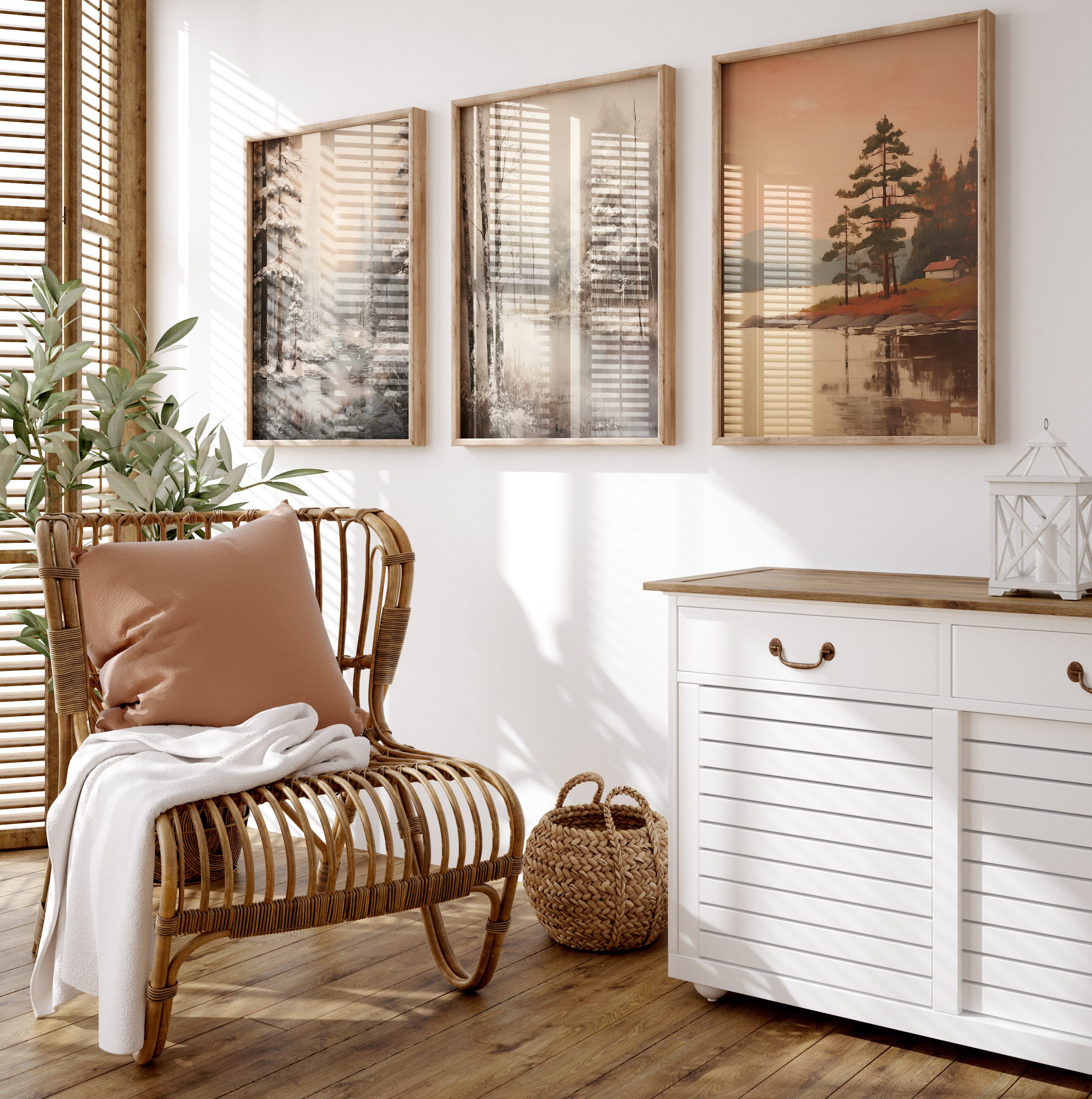 JUSTGOODMOOD Poster Vintage Landschaft Geschenkidee Wald und Meereslandschaften Dekoprint, D (1 St)