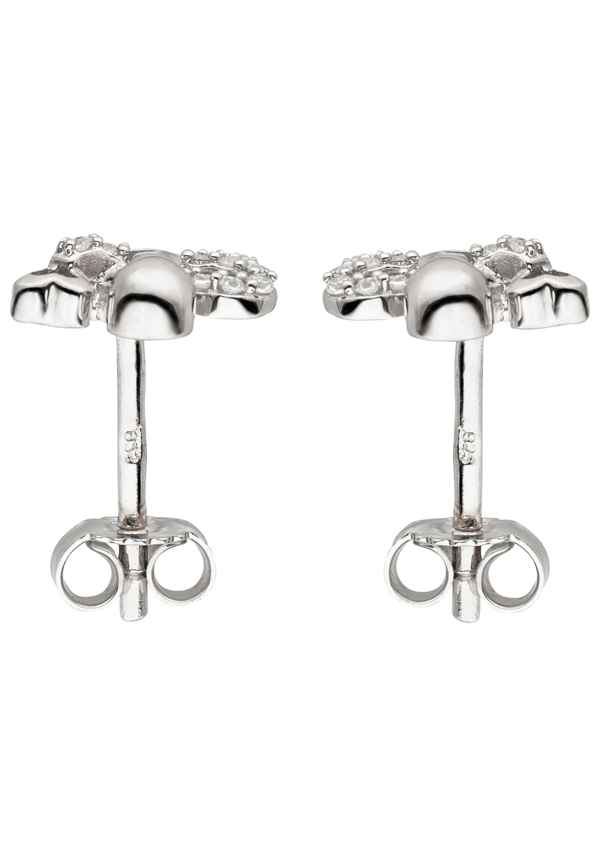 JOBO Paar Ohrstecker Engel-Ohrringe Schutzengel mit 24 Zirkonia, 925 Silber rhodiniert