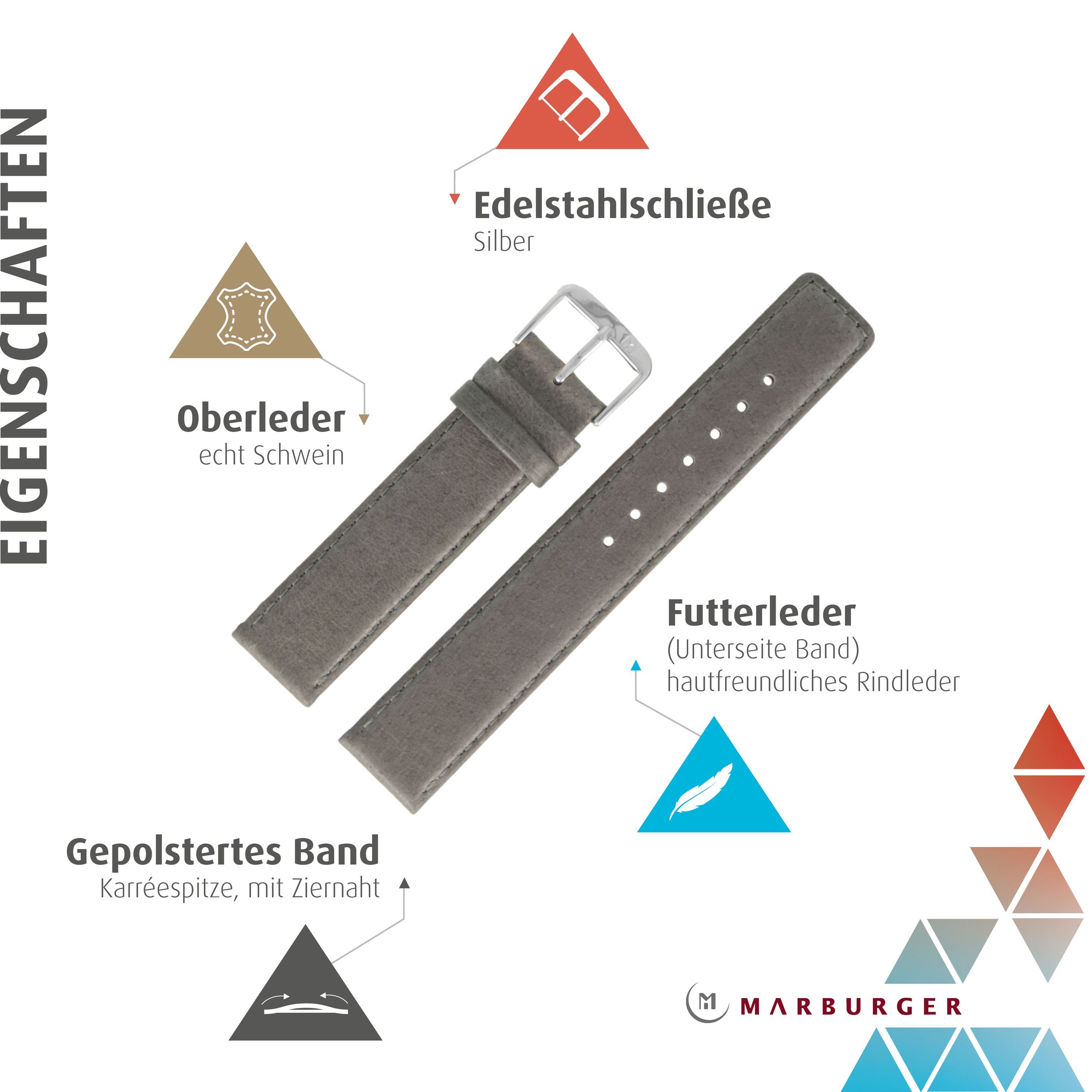 MARBURGER Uhrenarmband 18mm Leder